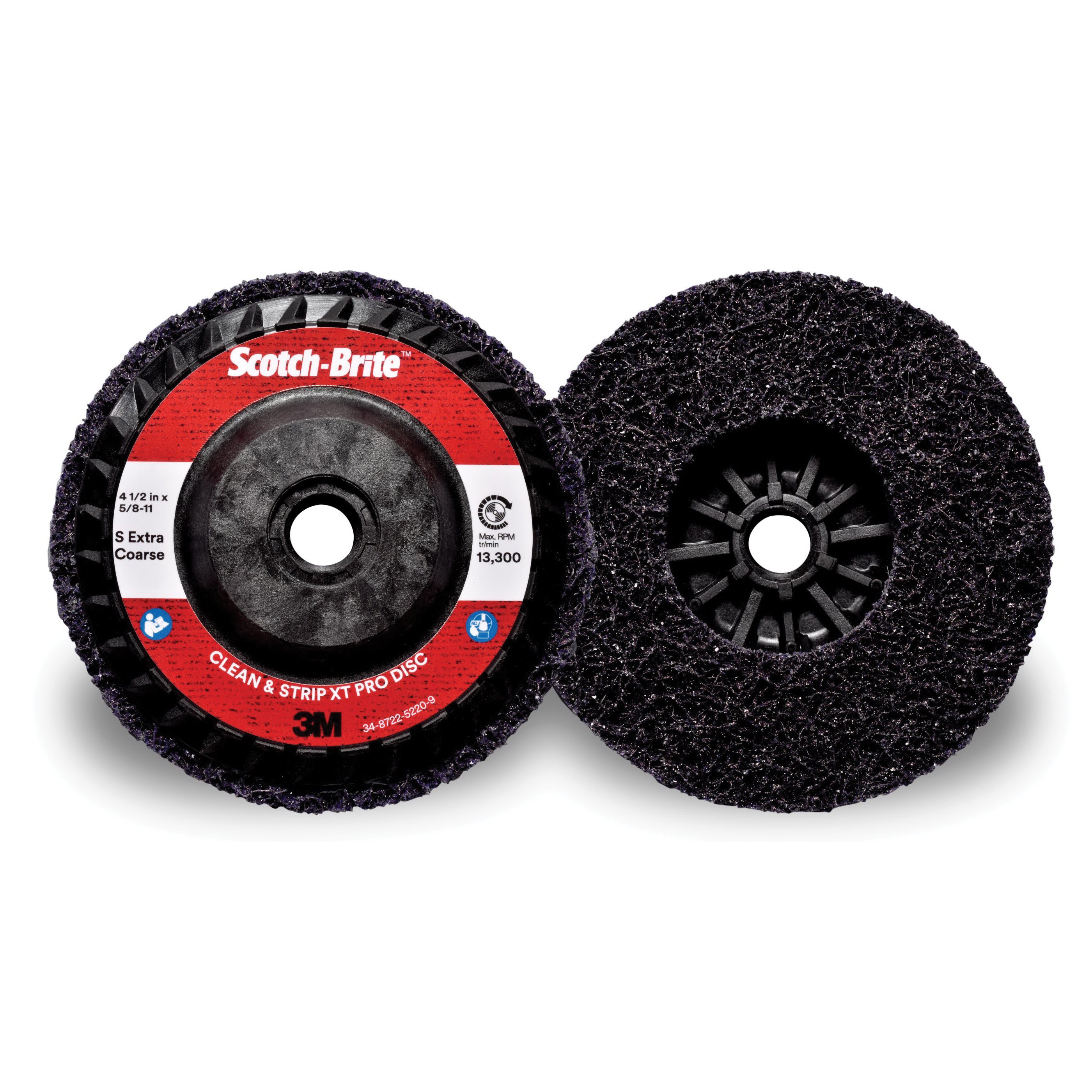 product Norton® Blaze® Rapid Strip™ 66623303915 Non-Woven Depressed Center Disc, 5 in Dia, 36 to 50 Grit, Extra Coarse Grade, Ceramic Alumina Abrasive, Fiberglass Backing