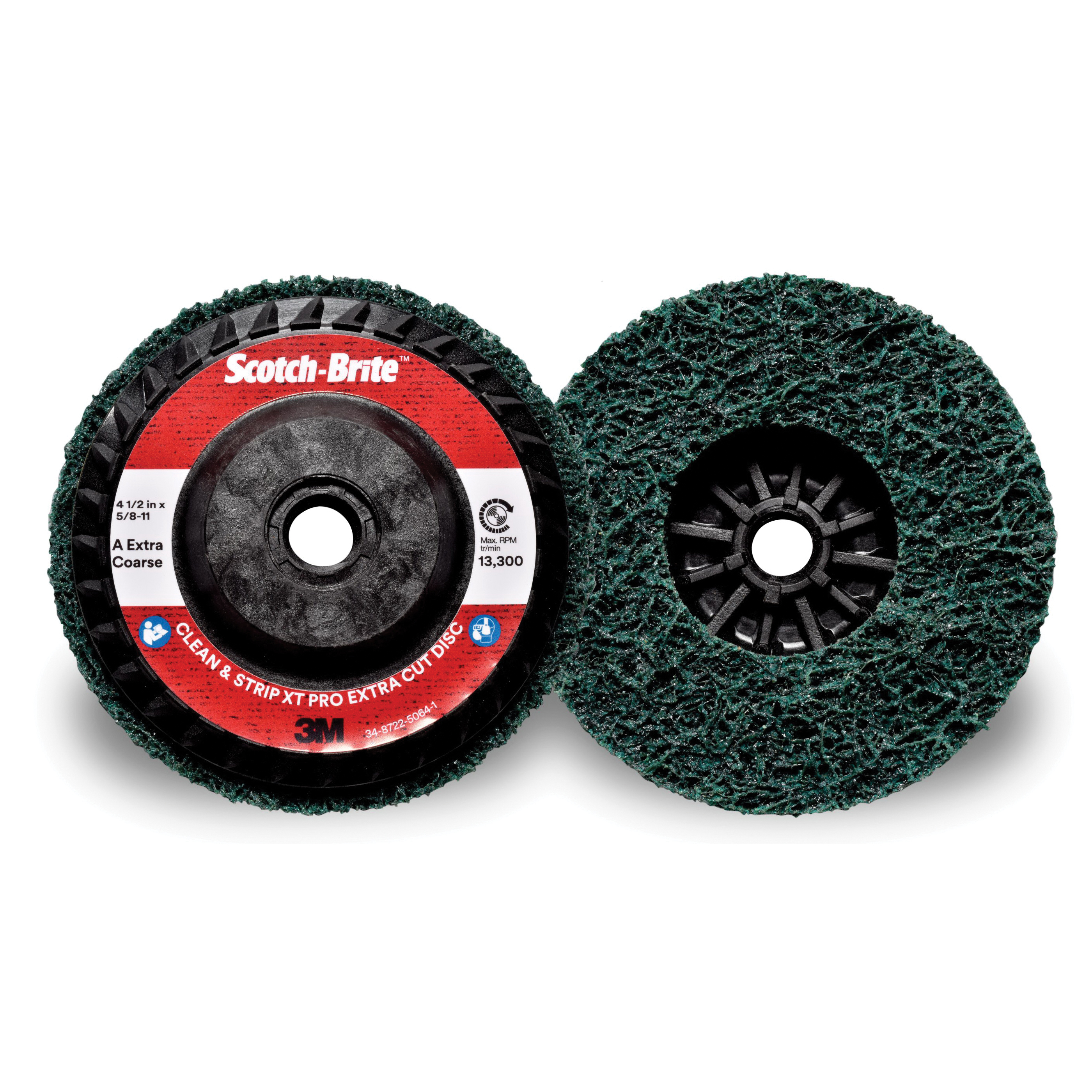 product Scotch-Brite™ Clean and Strip XT Pro Disc, XO-DC, SiC Extra Coarse, Purple, 4-1/2 in x 7/8 in, Type 27, 10 ea/Case