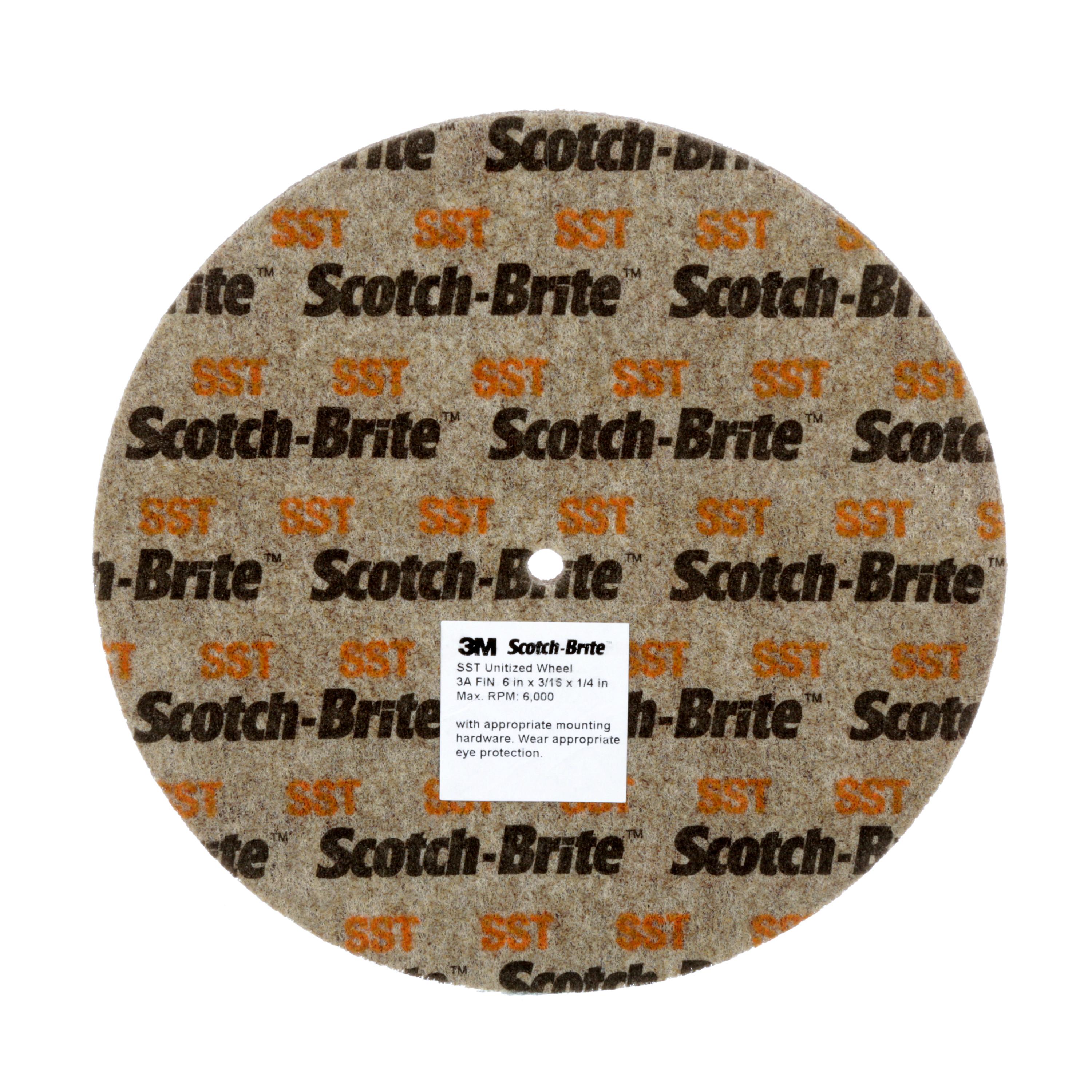 Scotch-Brite&trade; 7000000689 SST Convolute Unitized Wheel, 1 in Dia Wheel, 3/16 in Center Hole, 1 in W Face, Fine Grade, Aluminum Oxide Abrasive