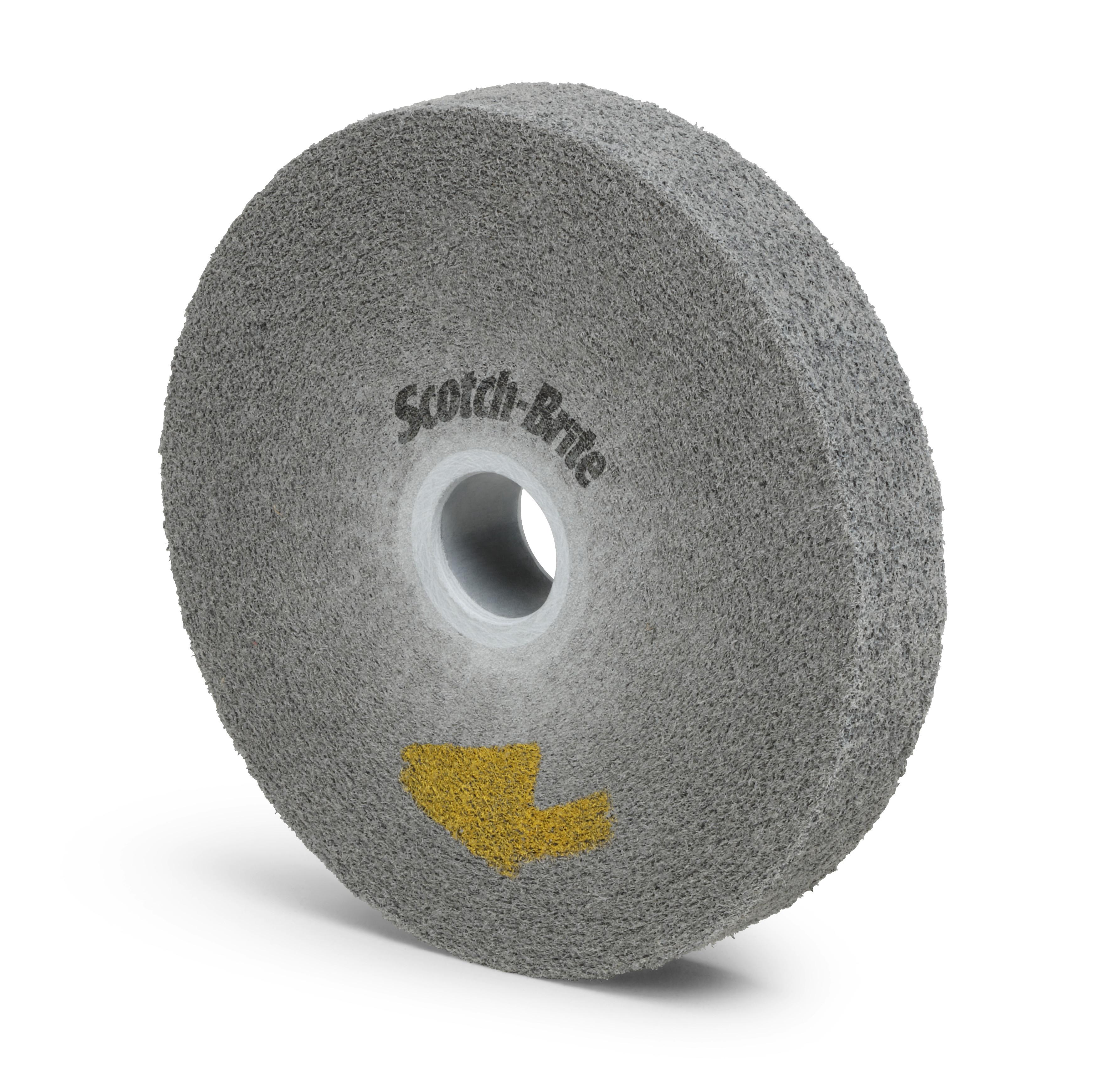 Scotch-Brite&trade; 7000045853 ST-WL Wheel, 8 in Dia Wheel, 3 in Center Hole, 1 in W Face, Fine Grade, Aluminum Oxide Abrasive