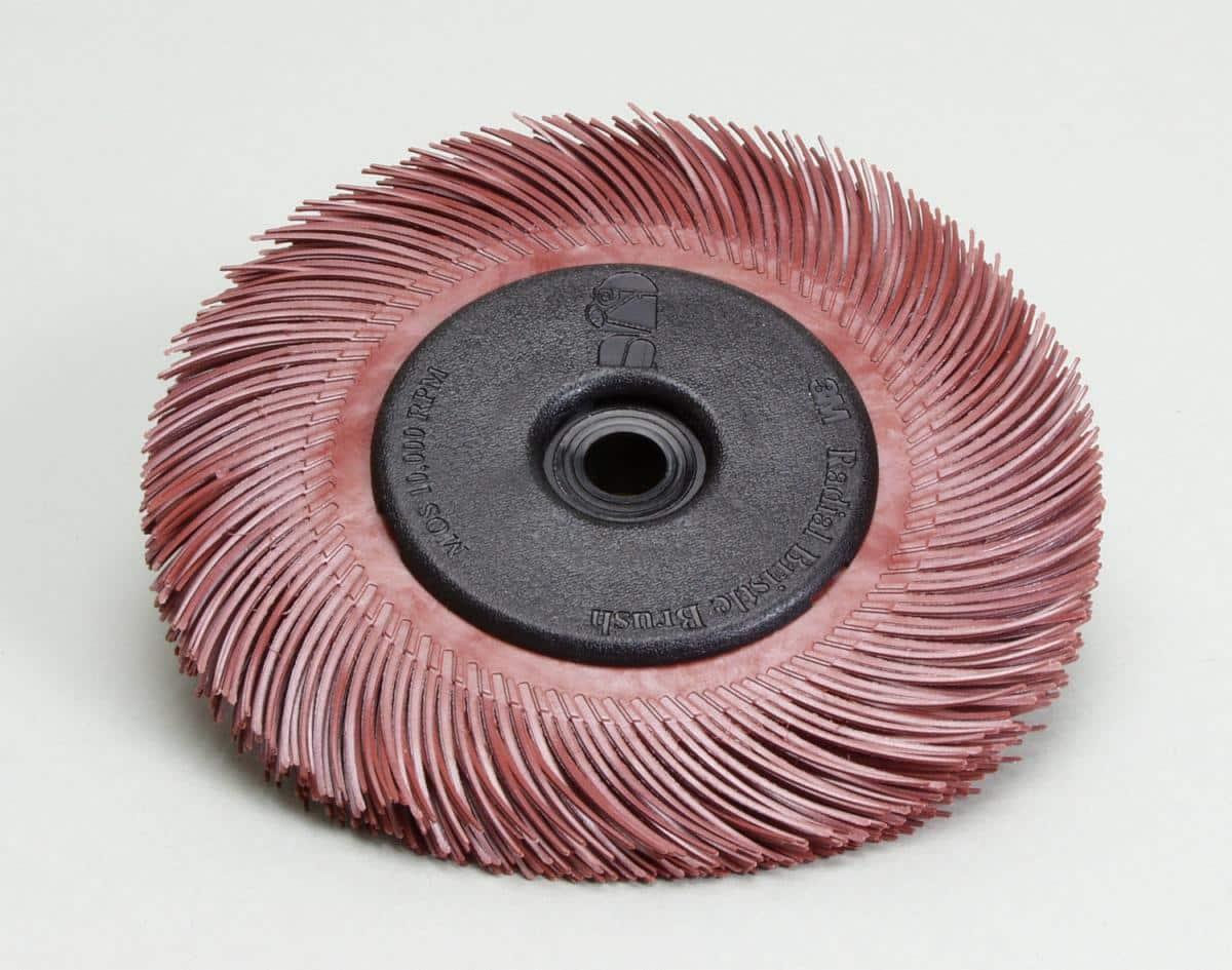 Scotch-Brite&trade; 7100138335 BB-ZB Bristle Brush, 7-5/8 in Dia Brush, 1 in W Face, 1-1/4 in Arbor Hole, 220 Grit