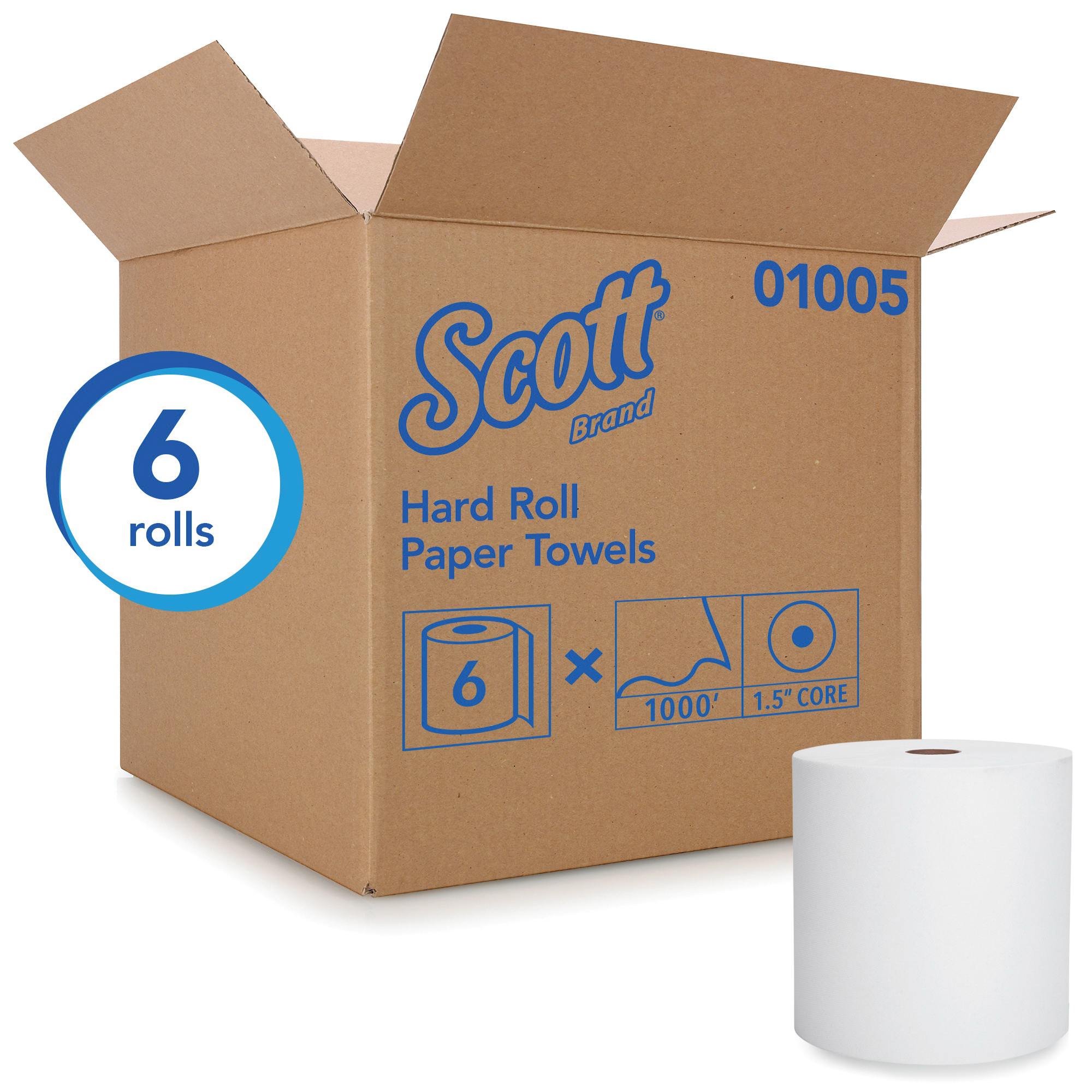 Scott® 02001 Essential™ High Capacity Hard Roll Towel, 1 Ply, Paper, White, 8 in W