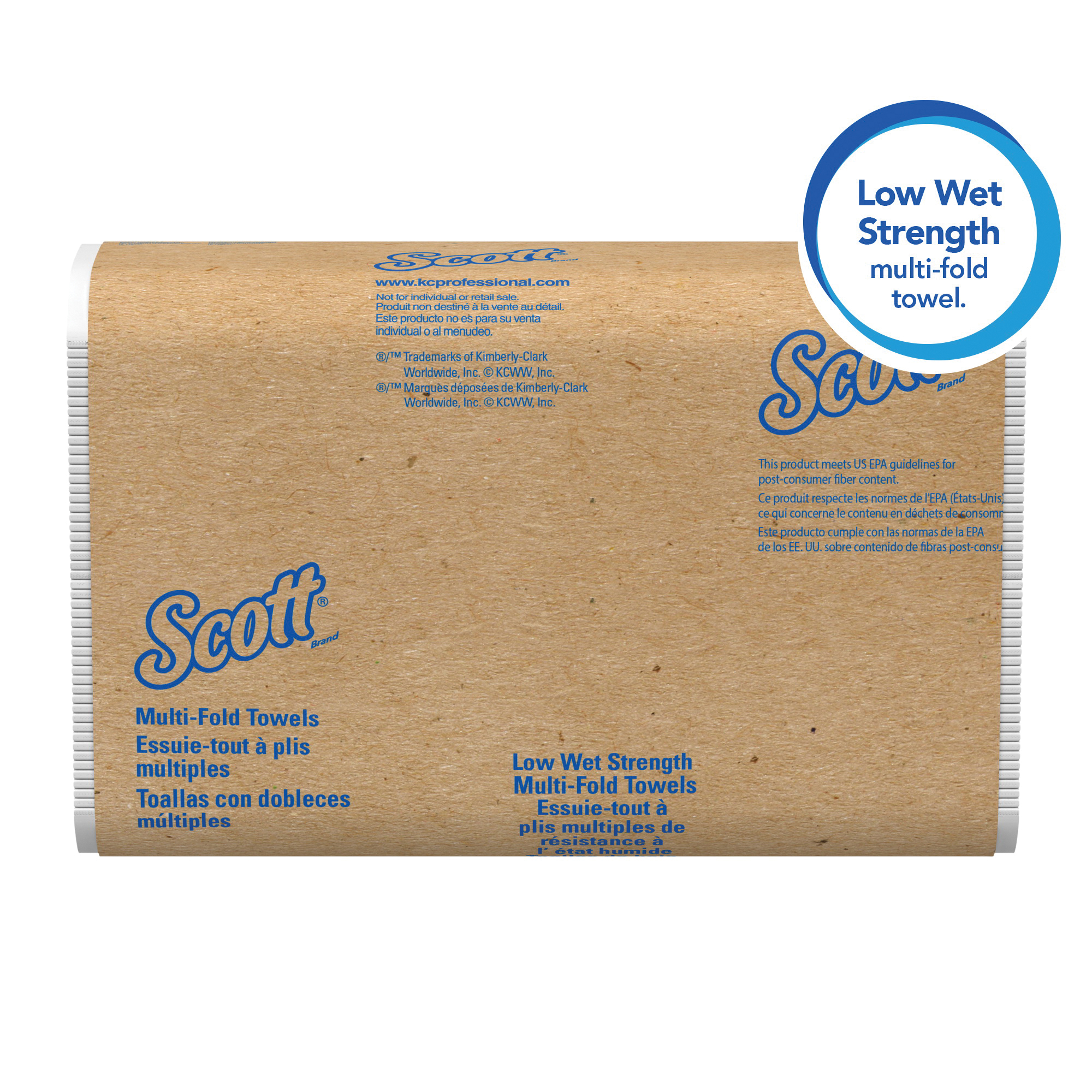 Scott&reg; 01860 Multi-Fold Towel, 250 Sheets, Recycled Fiber, White, 9-1/4 in W