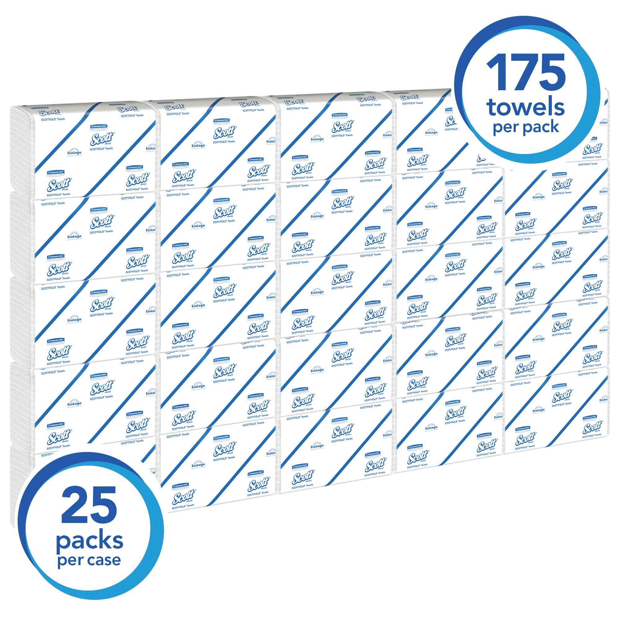 Scott&reg; 01960 Multi-Fold Towel, 175 Sheets, 1 Plys, Paper, White, 7.8 in W