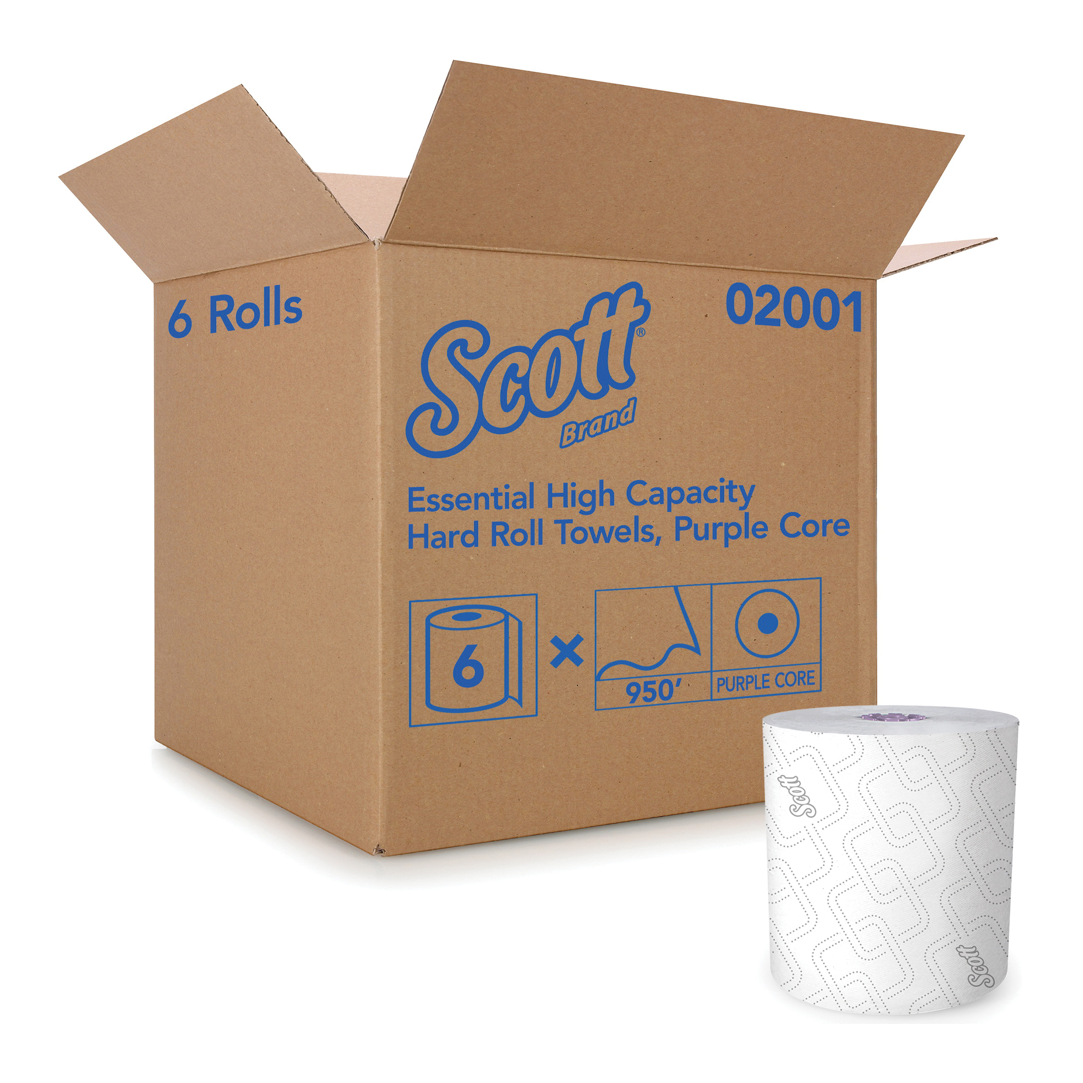 Scott® 02000 Essential™ High Capacity Hard Roll Towel, 1 Plys, Paper, White, 8 in W