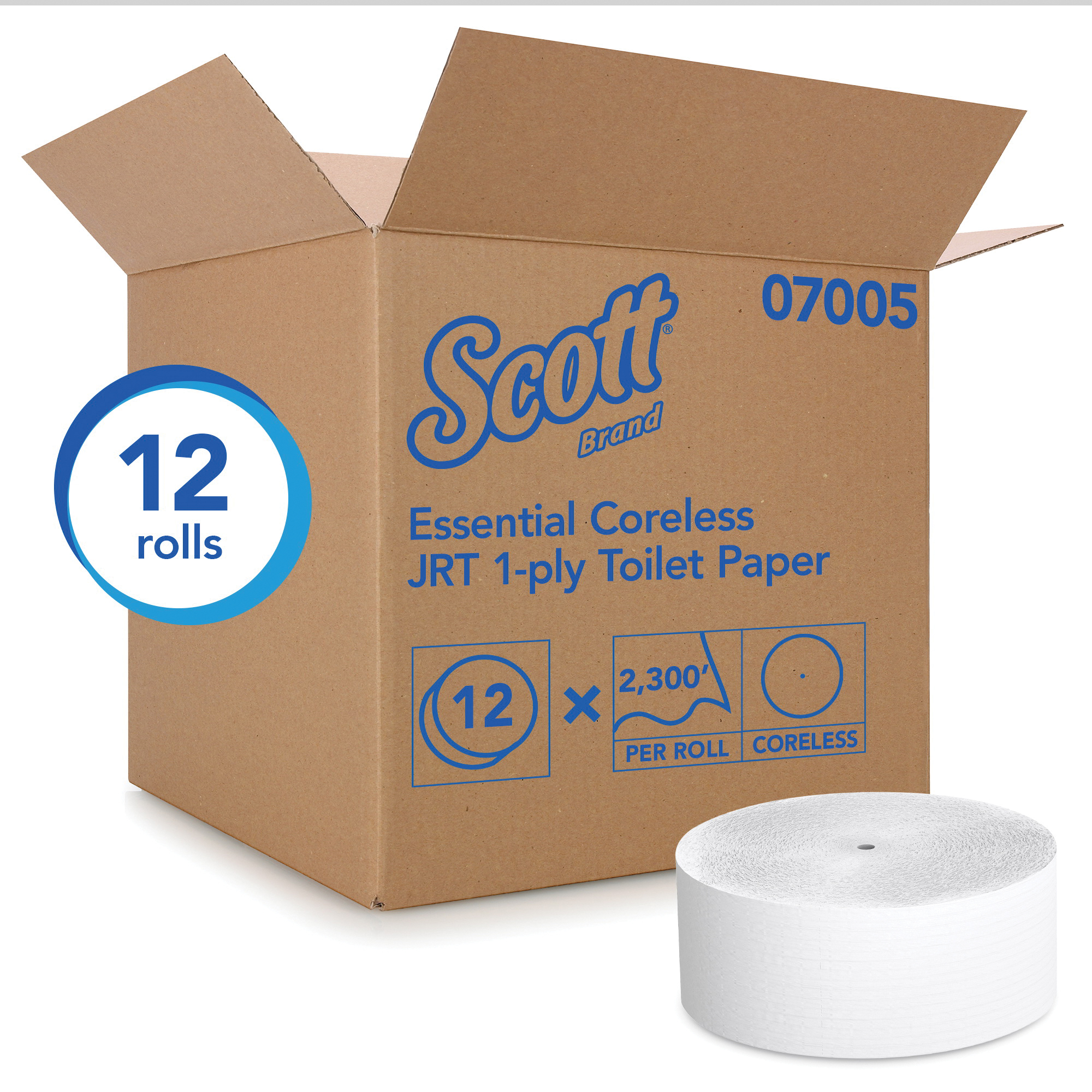 Scott&reg; 07005 JRT Jr. Coreless Bathroom Tissue, 1 Plys, Paper
