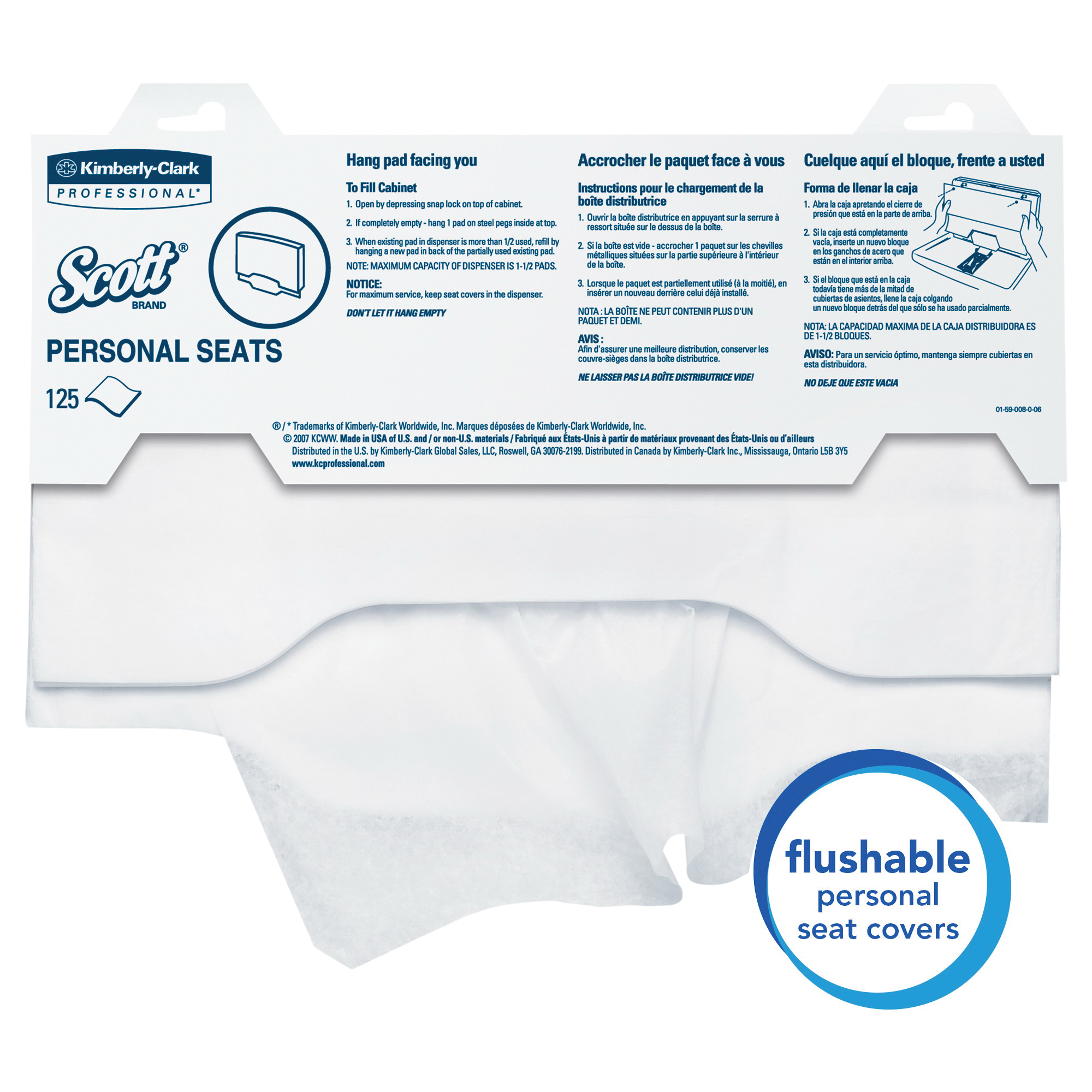Scott&reg; 07410 Toilet Seat Cover, 15 in W x 18 in D, Paper, White