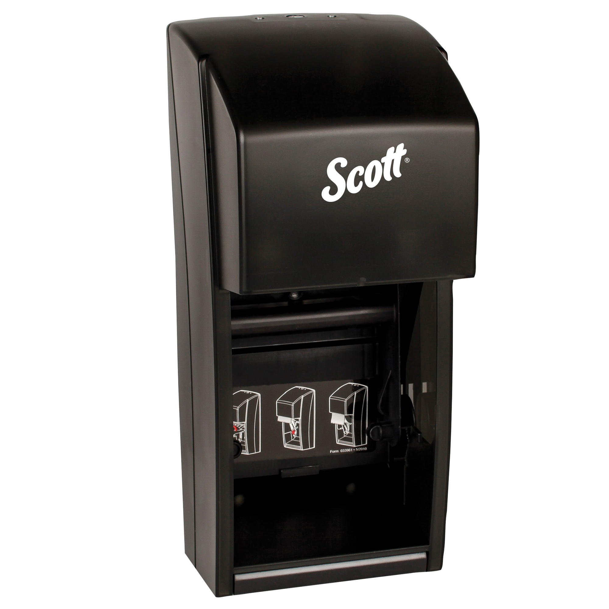 Scott&reg; 09021 Double Roll Tissue Dispenser, 13.6 in OAL, Wall Mount, Plastic, Import