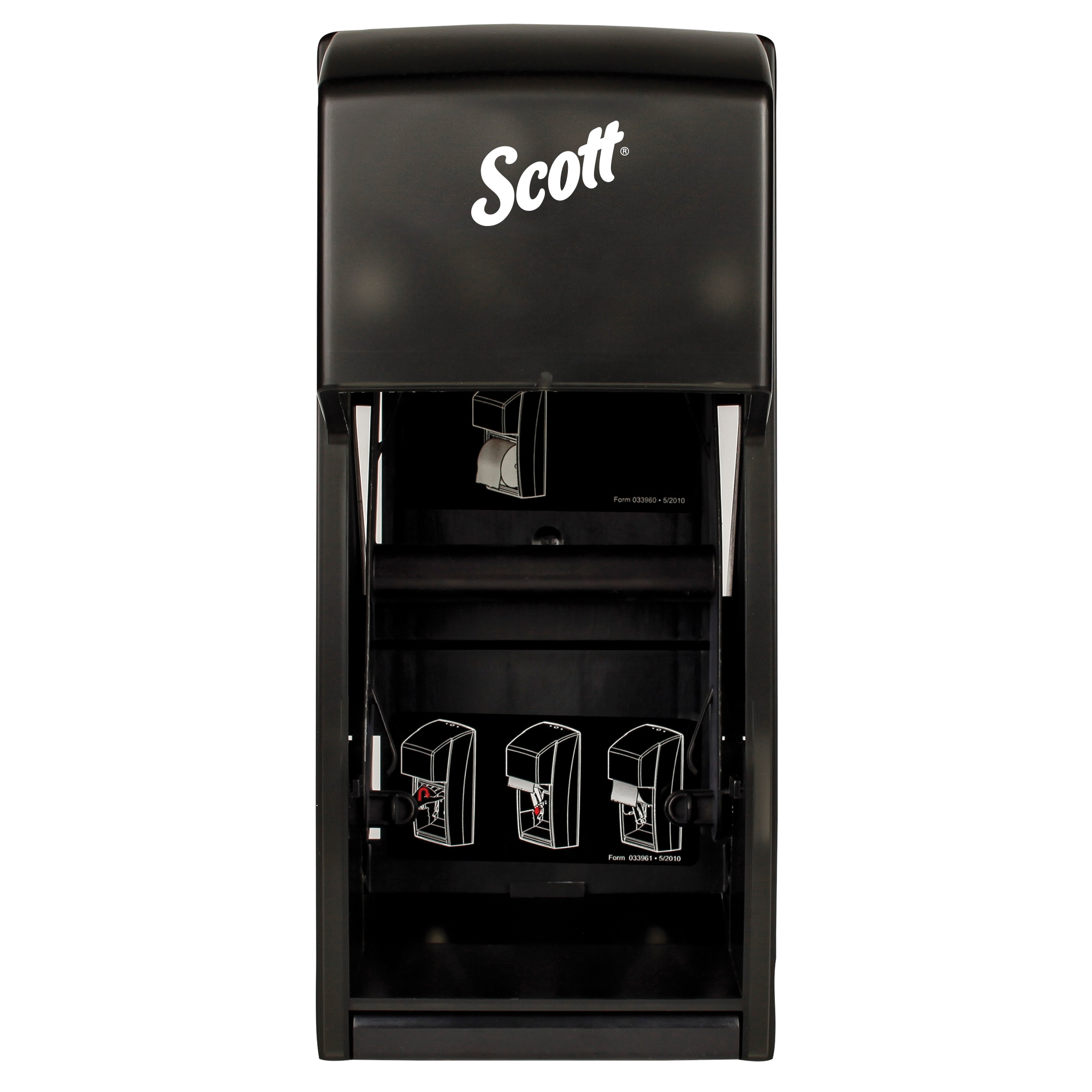 Scott&reg; 09021 Double Roll Tissue Dispenser, 13.6 in OAL, Wall Mount, Plastic, Import