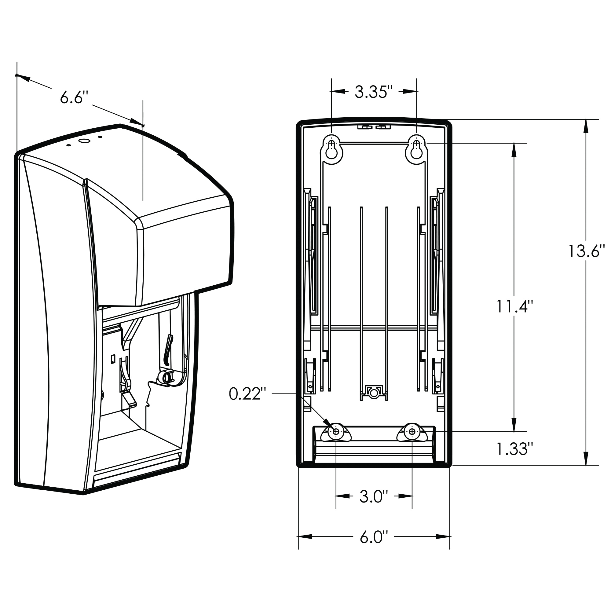 Scott&reg; 09021 Double Roll Tissue Dispenser, 13.6 in OAL, Wall Mount, Plastic, Import