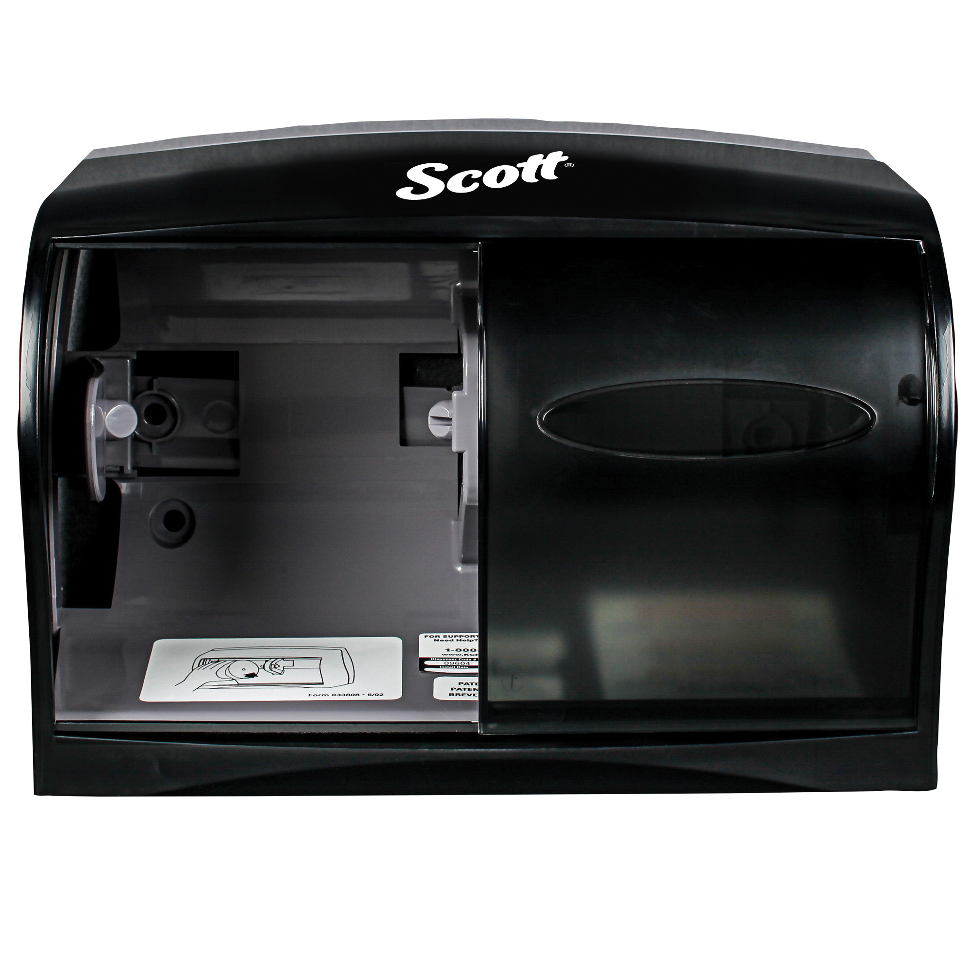Scott&reg; 09604 Coreless Double Roll Bathroom Tissue Dispenser, 7.63 in OAL, Wall Mount, Plastic, Domestic