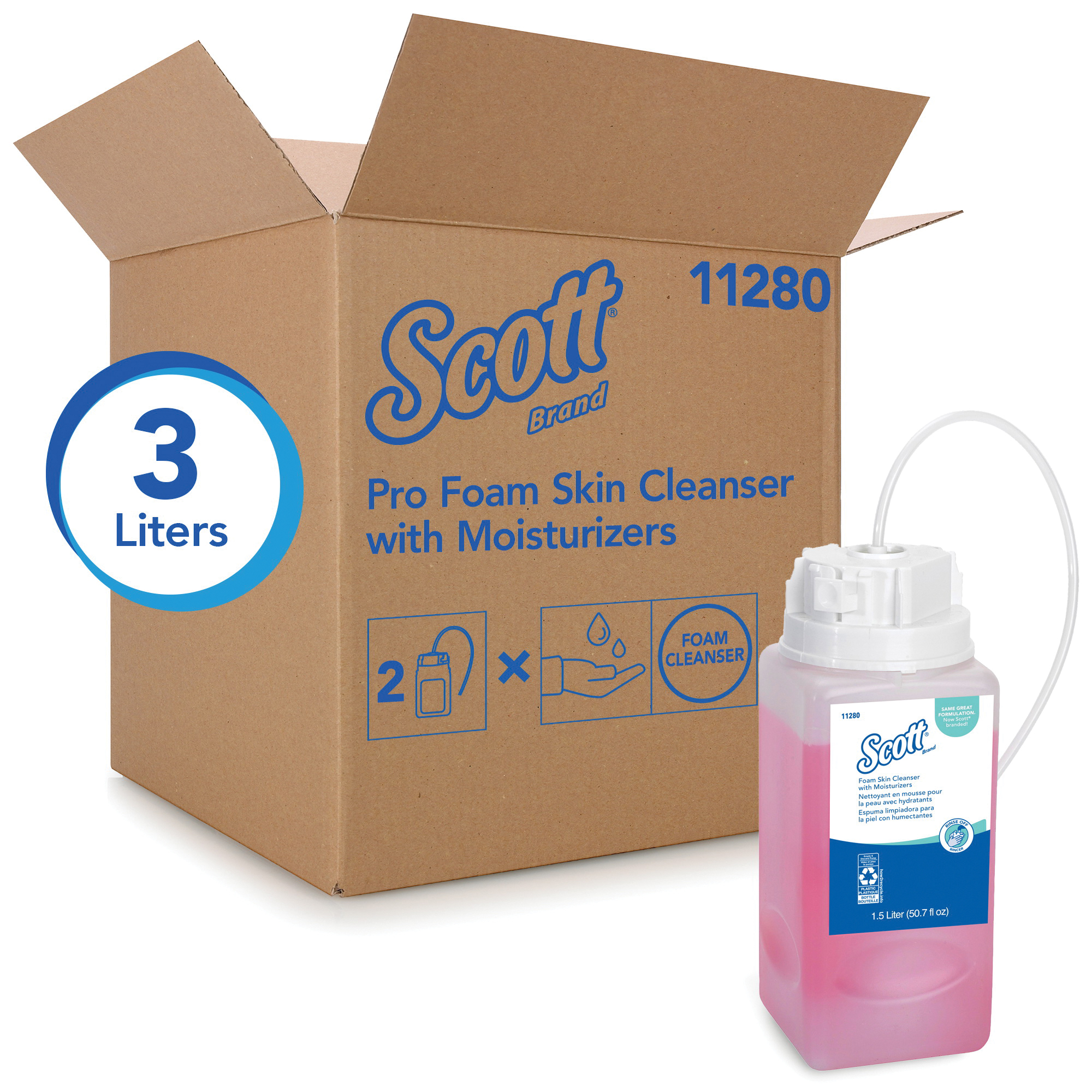 Scott&reg; 11280 Foam Skin Cleanser With Moisturizers, 1.5 L, Refill, Liquid, Floral, Light Pink