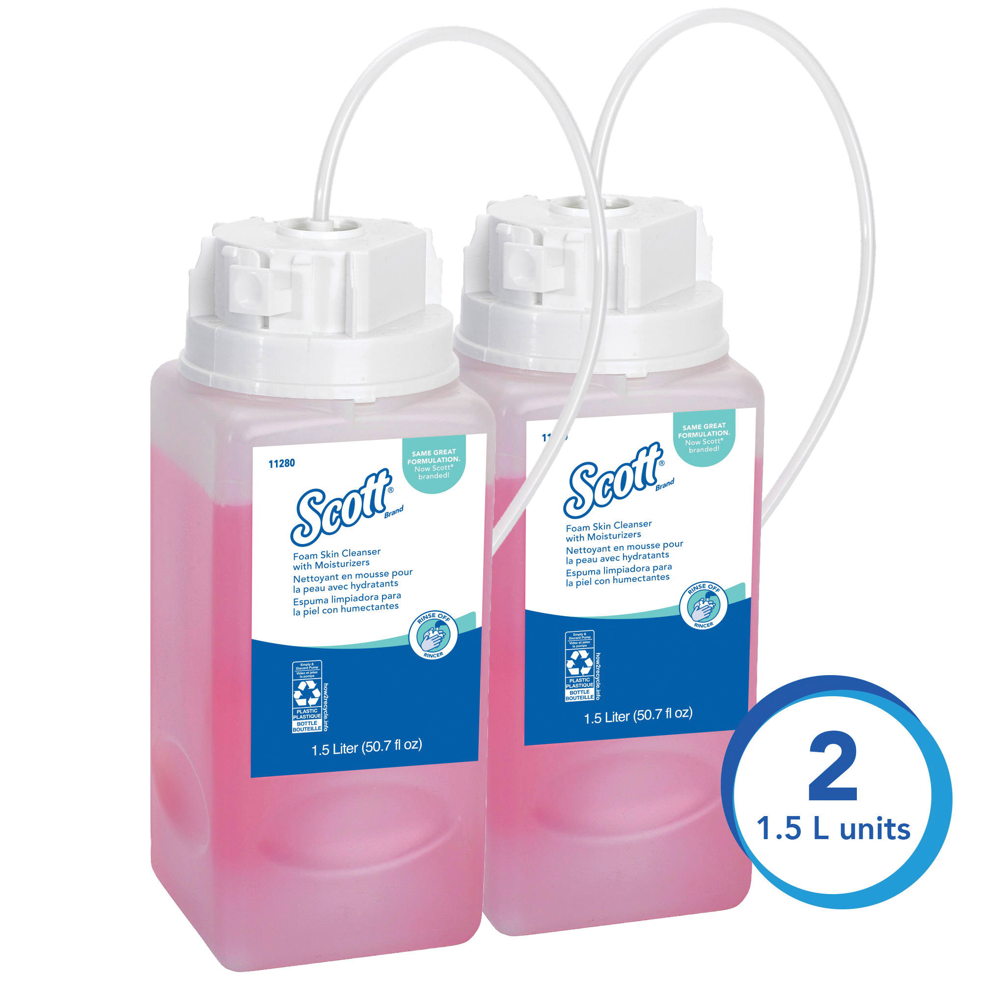 Scott&reg; 11280 Foam Skin Cleanser With Moisturizers, 1.5 L, Refill, Liquid, Floral, Light Pink