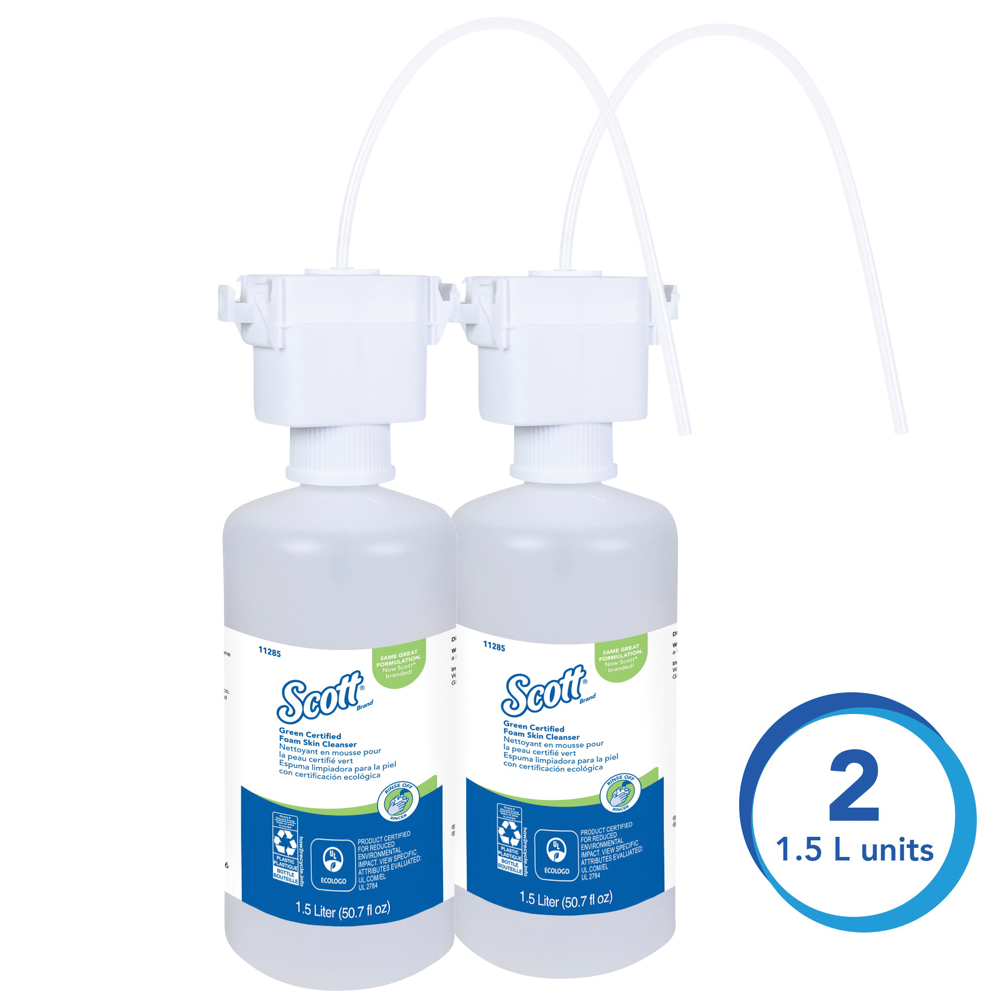 Scott&reg; 11285 Dye Free Foam Skin Cleanser, 1.5 L, Refill, Liquid, Unscented, Clear Glass