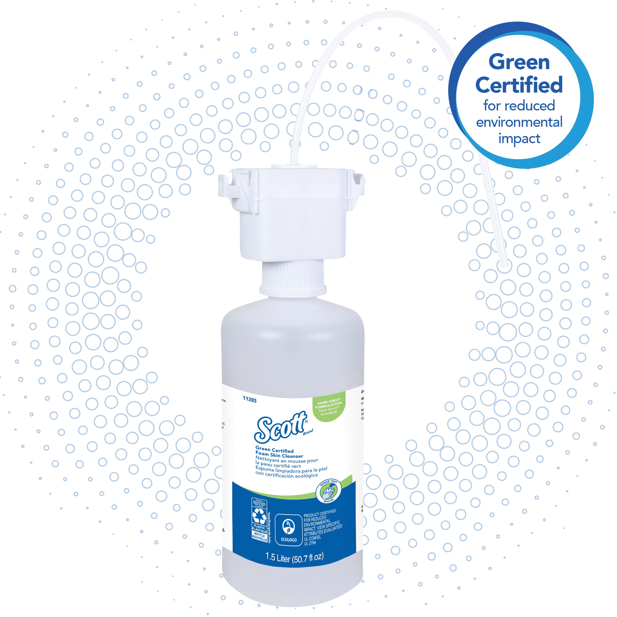 Scott&reg; 11285 Dye Free Foam Skin Cleanser, 1.5 L, Refill, Liquid, Unscented, Clear Glass