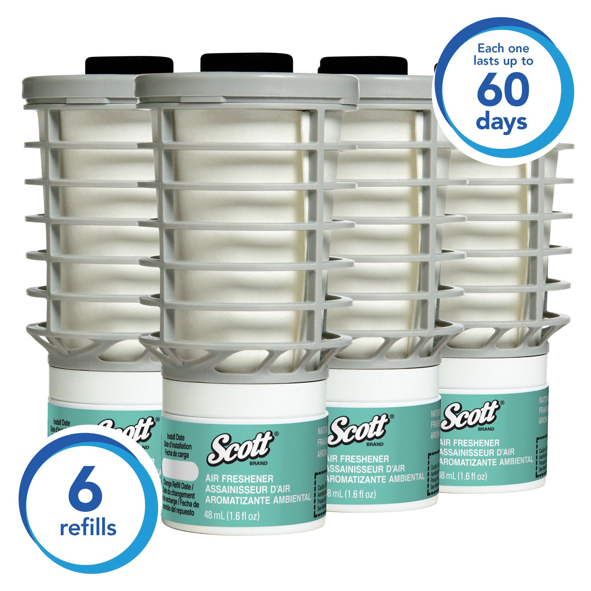 Scott&reg; 12369 Continuous Air Freshener Refill, 4.4 in H x 2.3 in W x 2.3 in D, Natural Scent, For Use With 92620 and 92621 Continuous Air Freshener Dispensers, Clear Glass