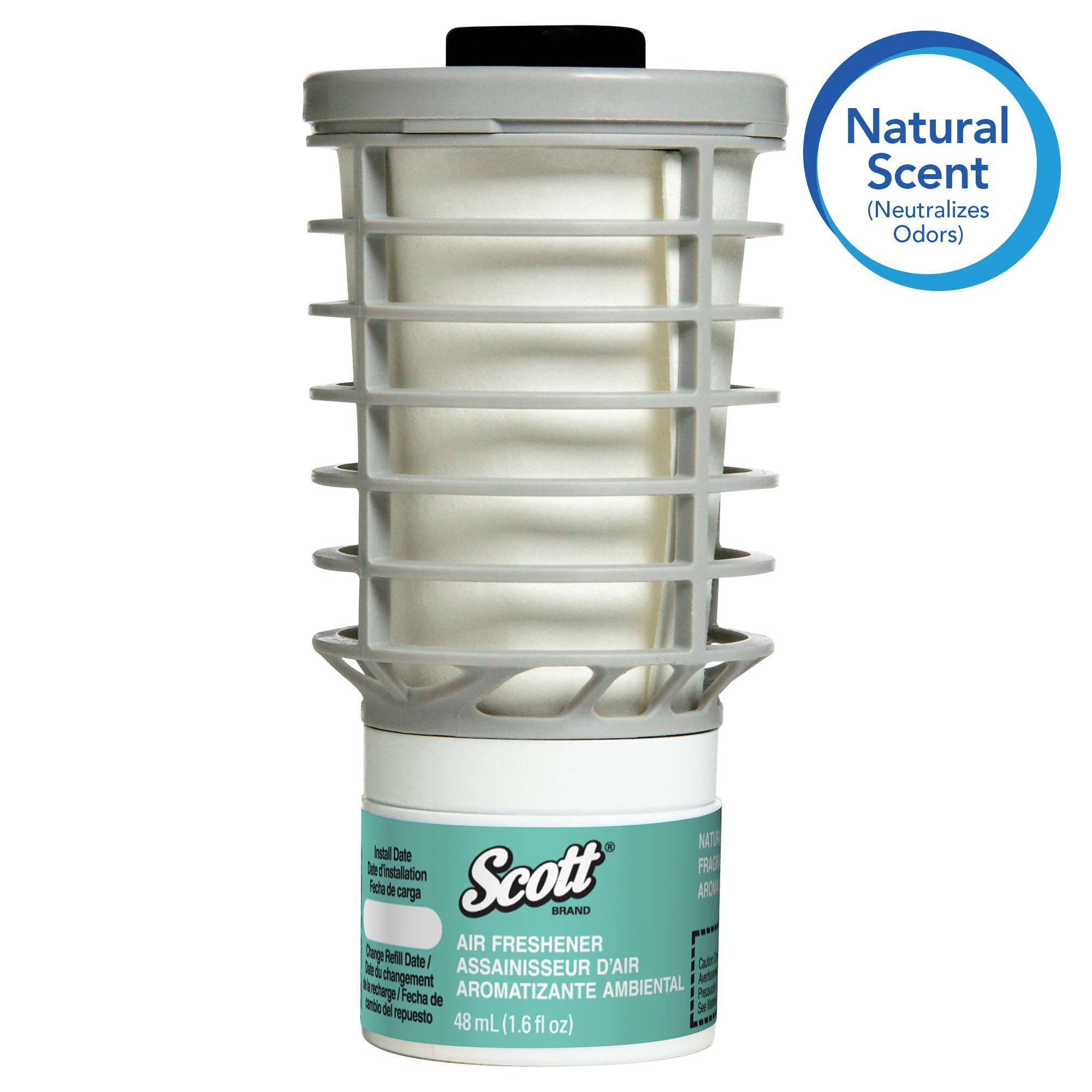 Scott&reg; 12369 Continuous Air Freshener Refill, 4.4 in H x 2.3 in W x 2.3 in D, Natural Scent, For Use With 92620 and 92621 Continuous Air Freshener Dispensers, Clear Glass
