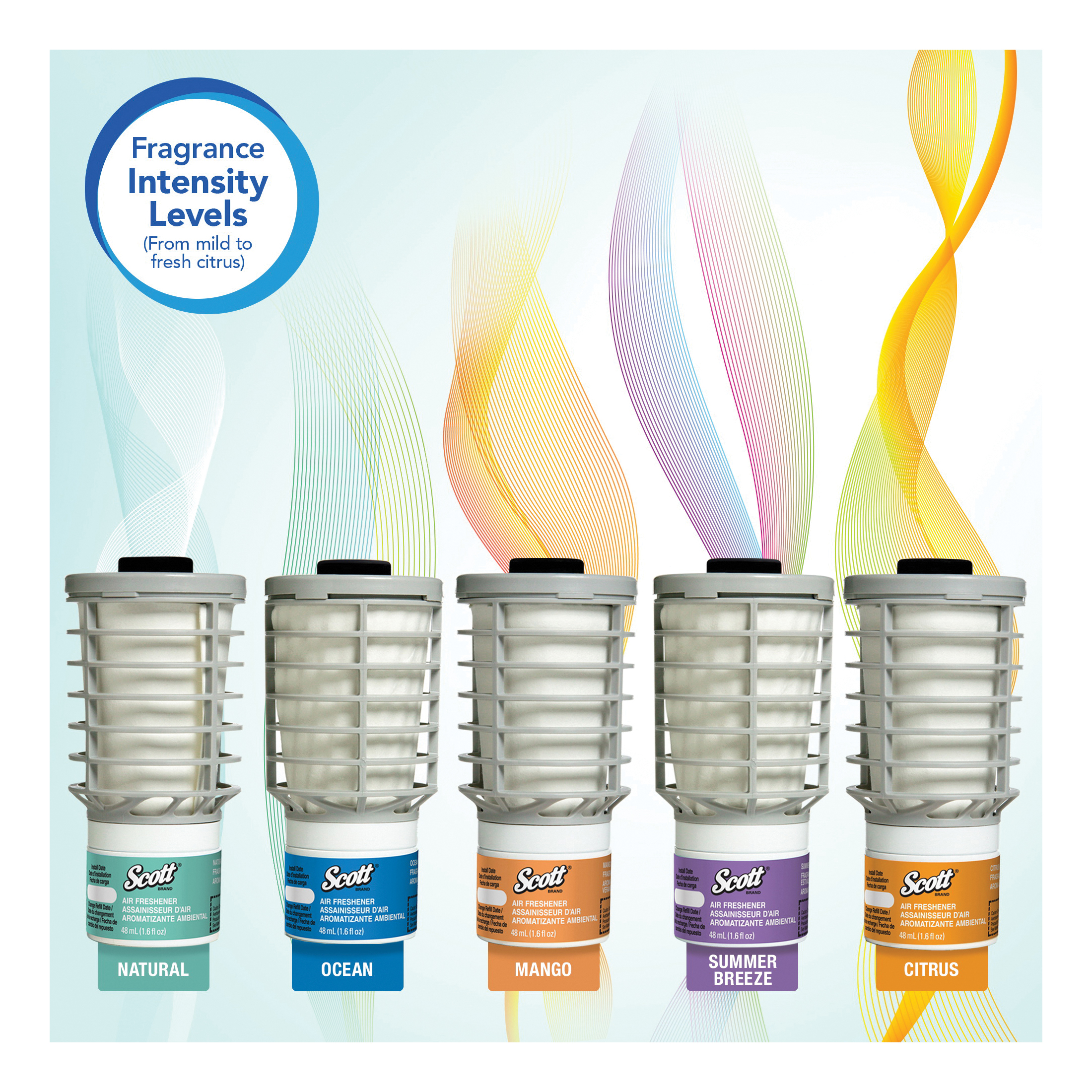 Scott&reg; 12369 Continuous Air Freshener Refill, 4.4 in H x 2.3 in W x 2.3 in D, Natural Scent, For Use With 92620 and 92621 Continuous Air Freshener Dispensers, Clear Glass