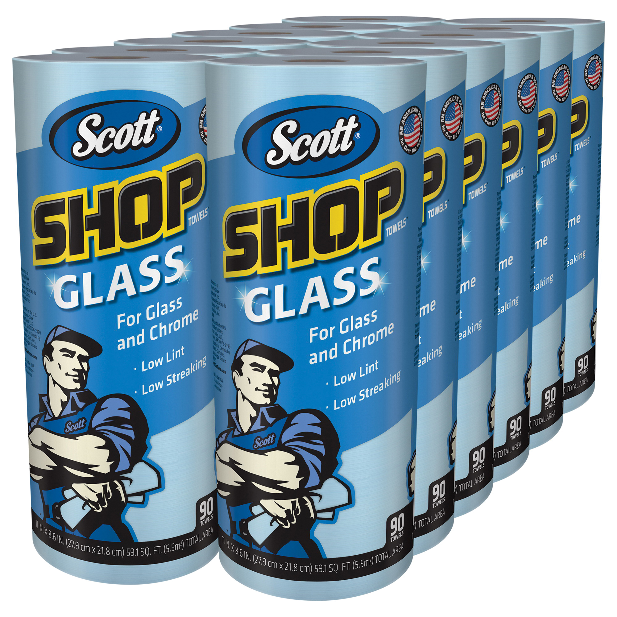 Scott&reg; 32896 Glass Towel, Blue, Roll Package