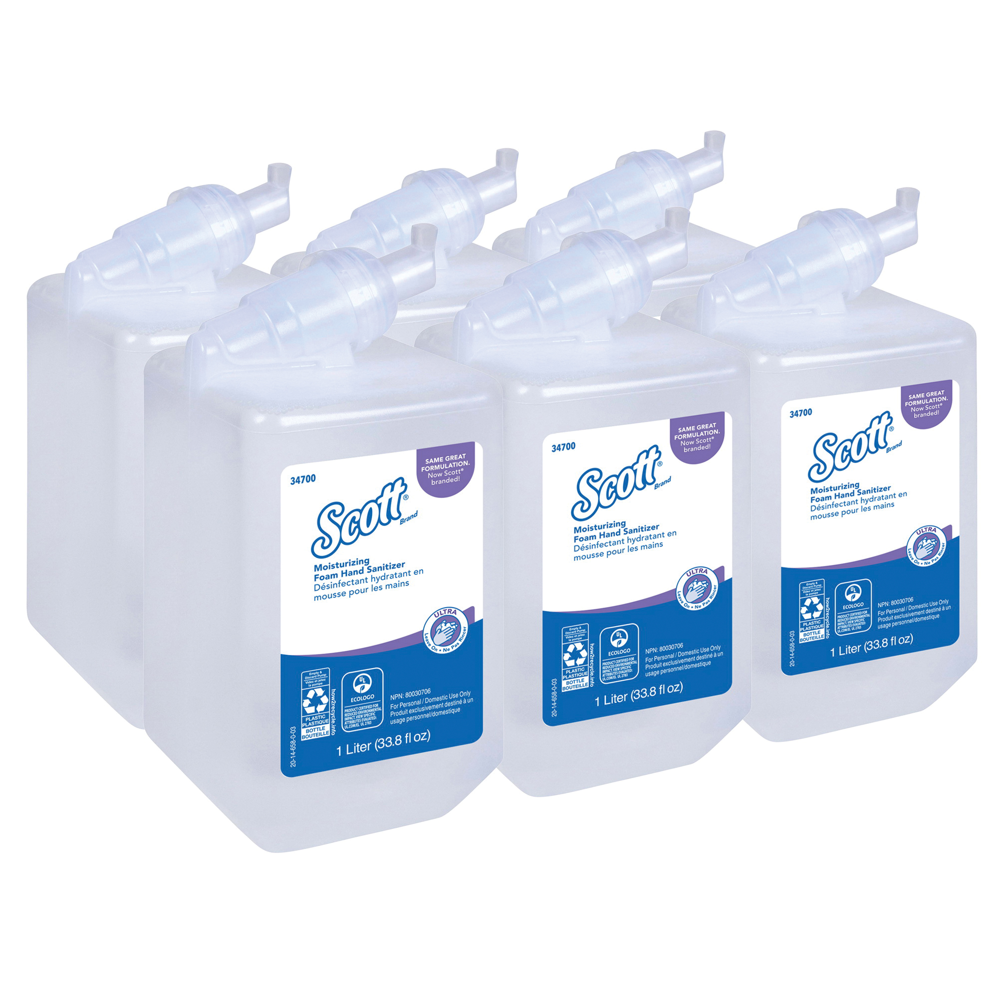 Scott&reg; 34700 ULTRA* Moisturizing Foam Hand Sanitizer, 1 L Nominal, Cassette Package, Liquid Form, Alcohol/Odorless Odor/Scent, Clear