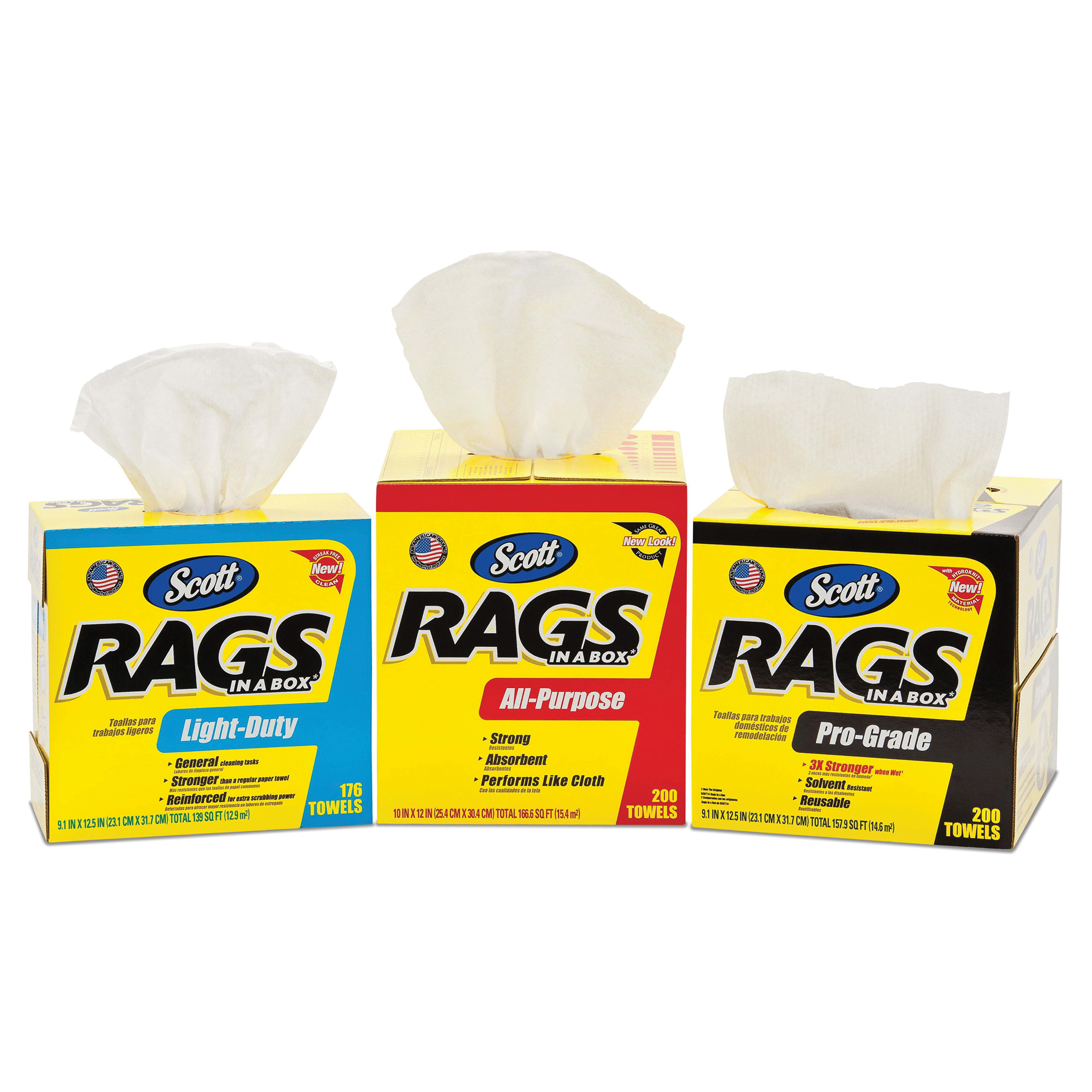 Scott&reg; 39364 Pro Grade Disposable Rags, 12-1/2 in L x 9 in W, White