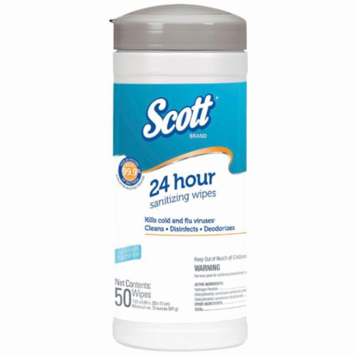 Scott&reg; 41524 24 Hours Presaturated Sanitizing Wipes, 50 Sheets Capacity, Water White