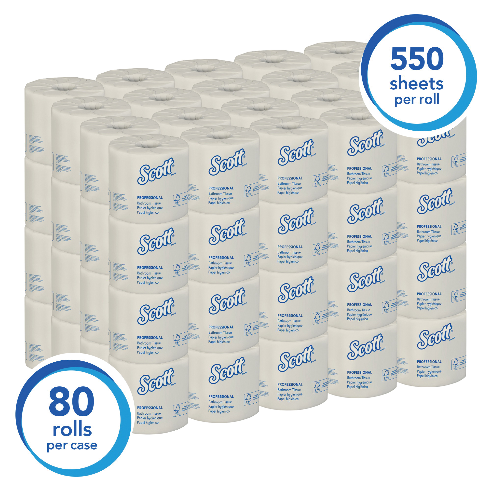 Scott&reg; 42108 Bathroom Tissue, 550 Sheets, 2 Plys, Paper