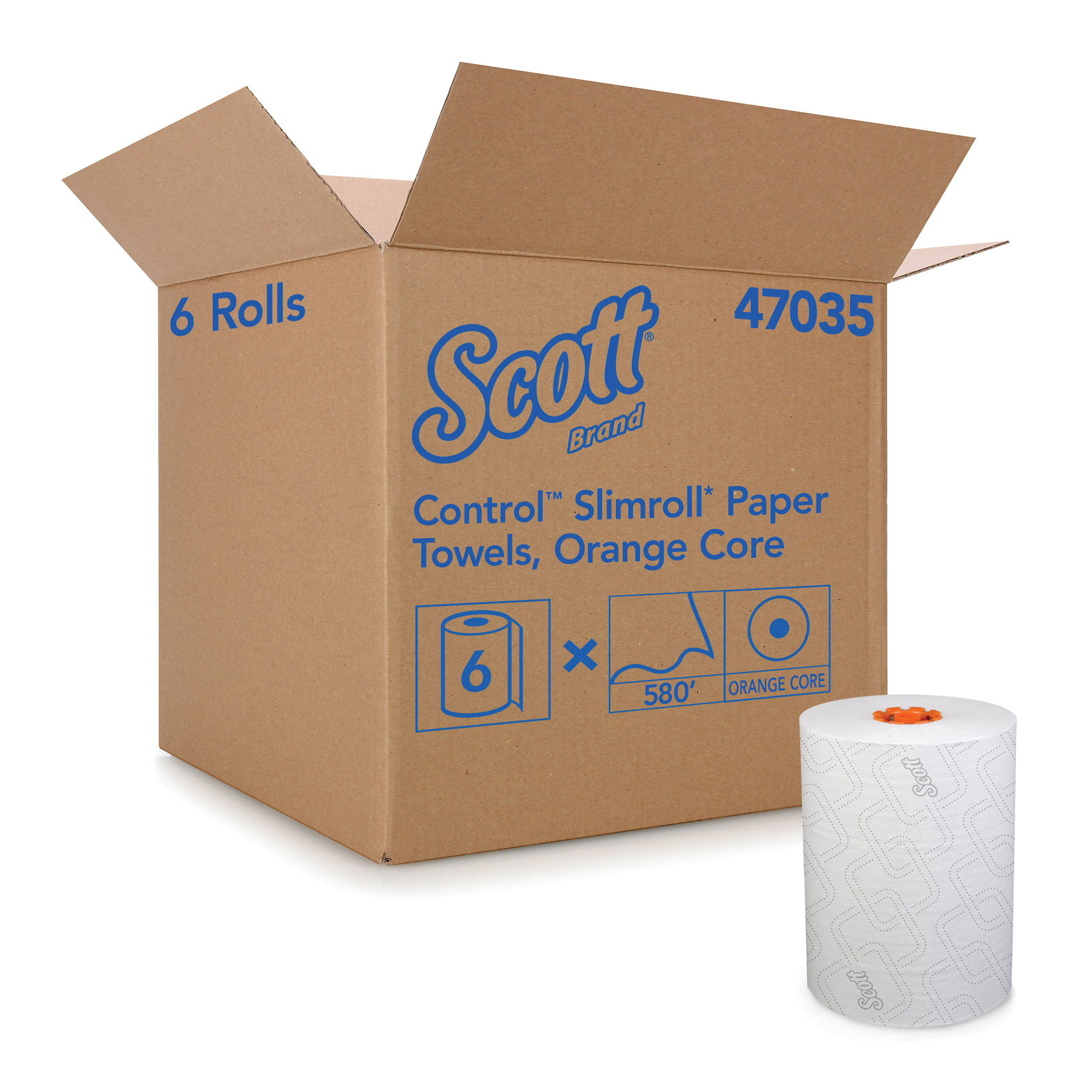 Scott&reg; Control&trade; Slimroll&trade; 47035 Hard Roll Paper Towel, 1 Ply, Paper, White, 8 in W