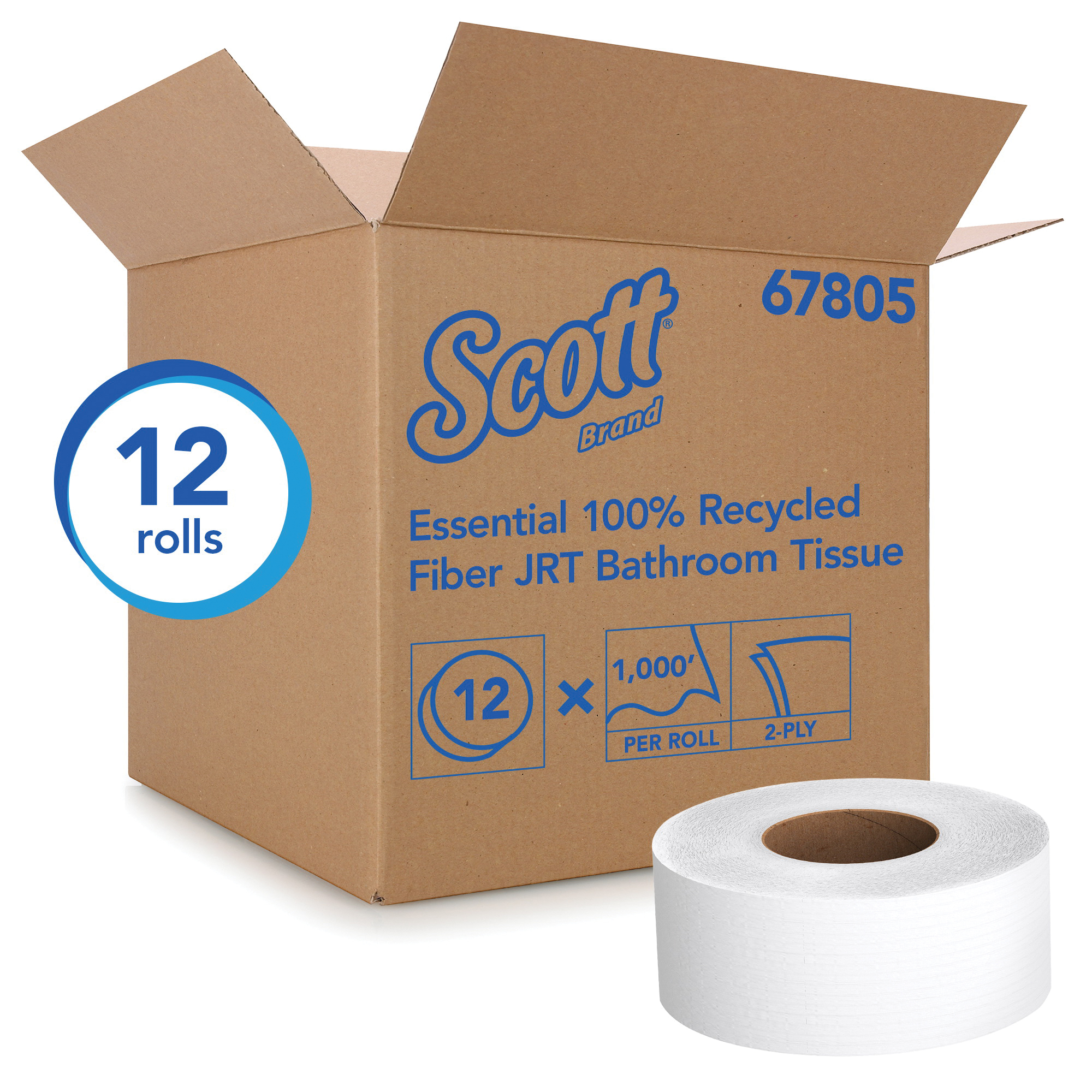 Scott® Pro 47305 High Capacity Small Core Toilet Paper, 3/4 in Dia Core, 1100 Sheets, 2 Plys, Paper