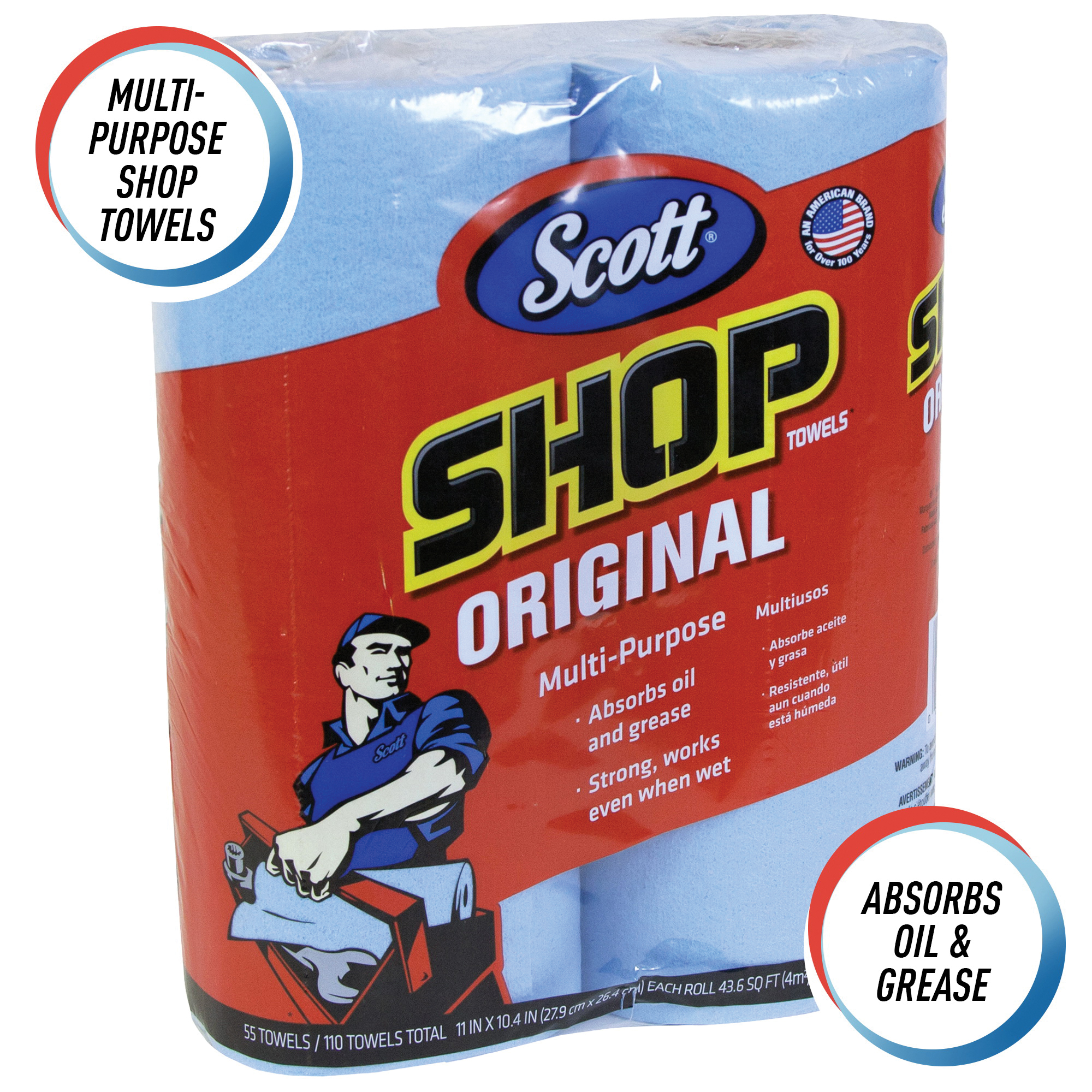 Scott&reg; 75040 Durable Multi-Purpose Shop Towel, Blue, Roll Package
