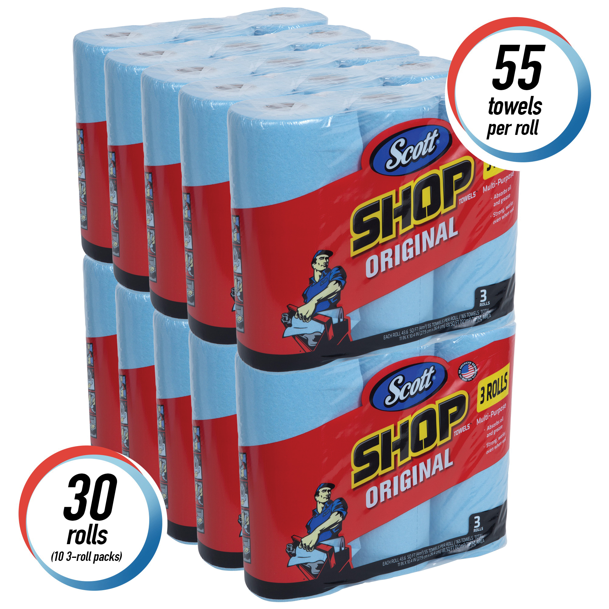 Scott&reg; 75143 Durable Multi-Purpose Shop Towel, Blue, Roll Package