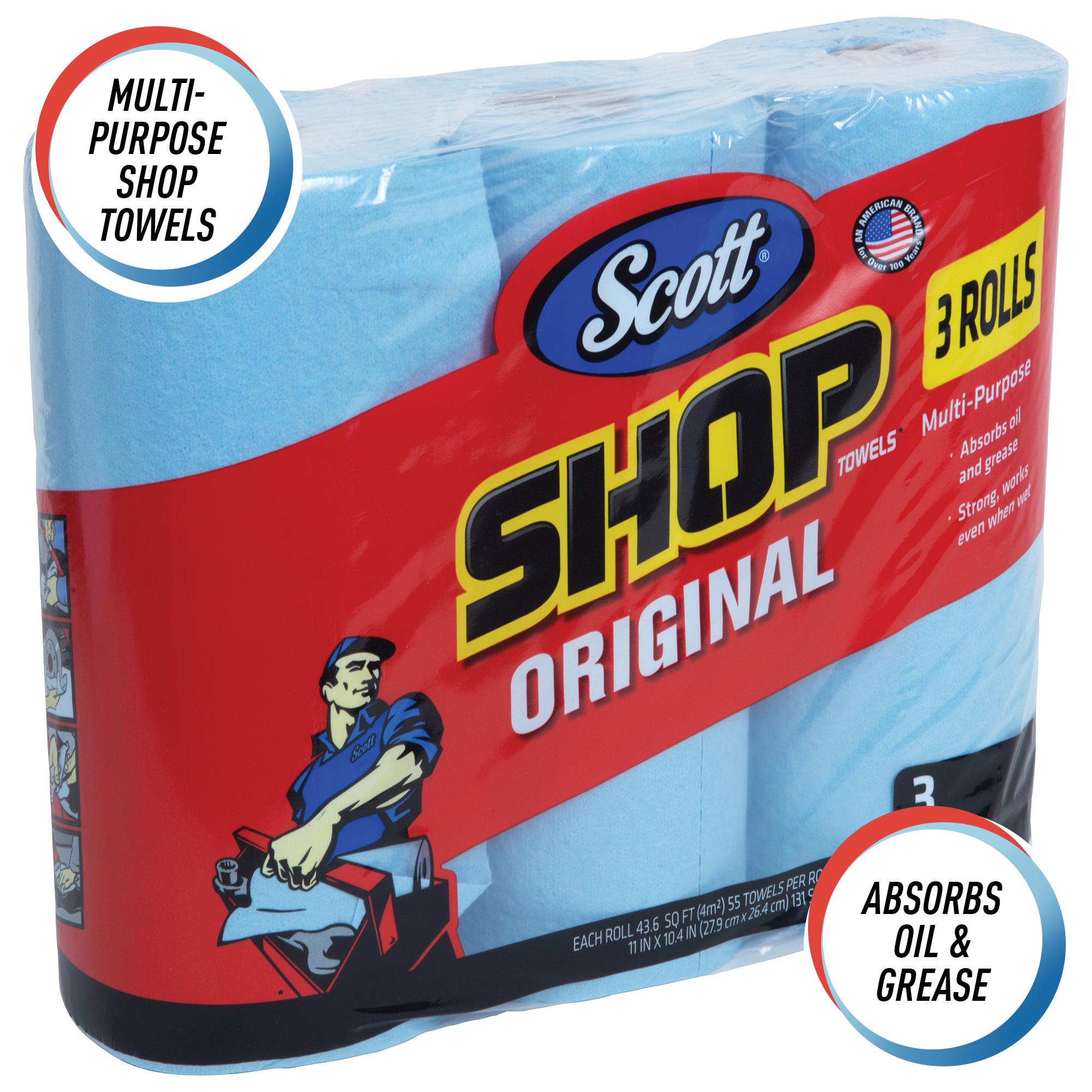 Scott&reg; 75143 Durable Multi-Purpose Shop Towel, Blue, Roll Package