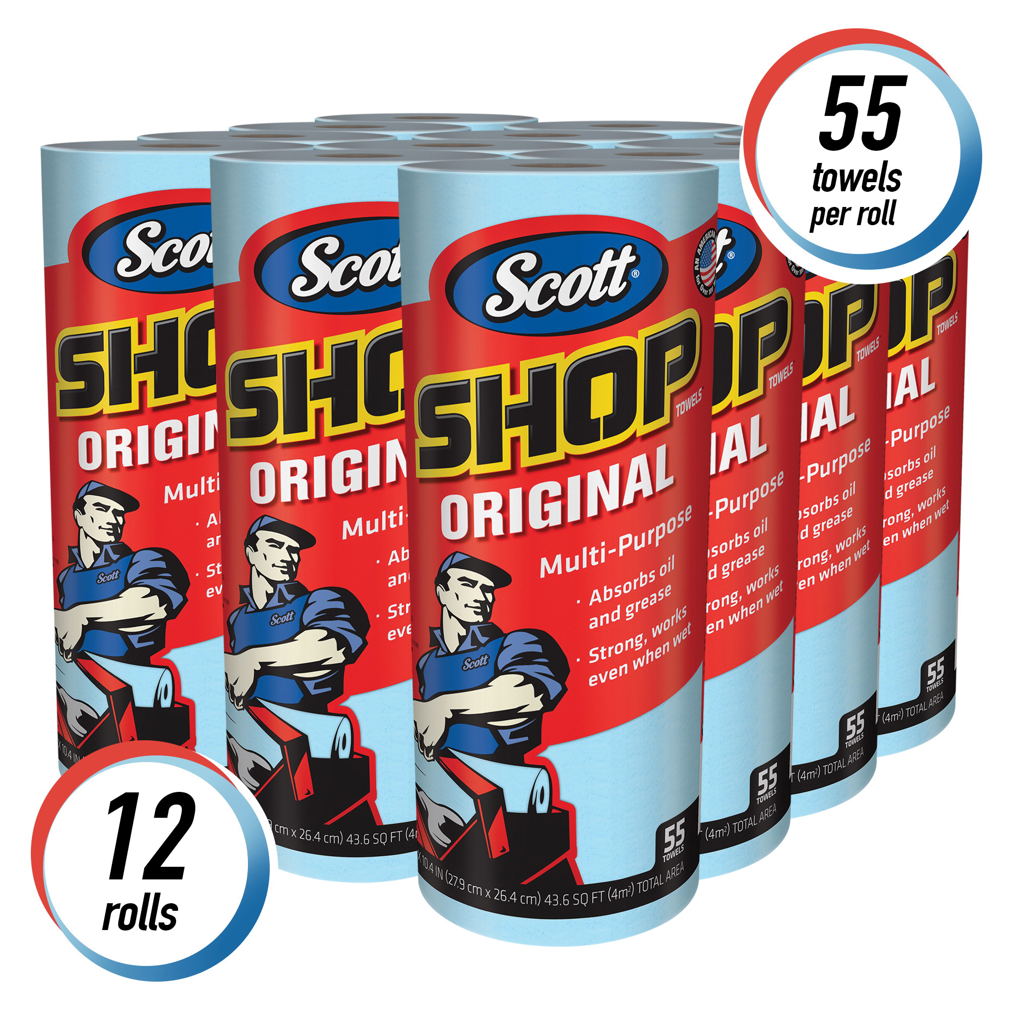 Scott&reg; 75147 Durable Shop Towel, Blue, Roll Package