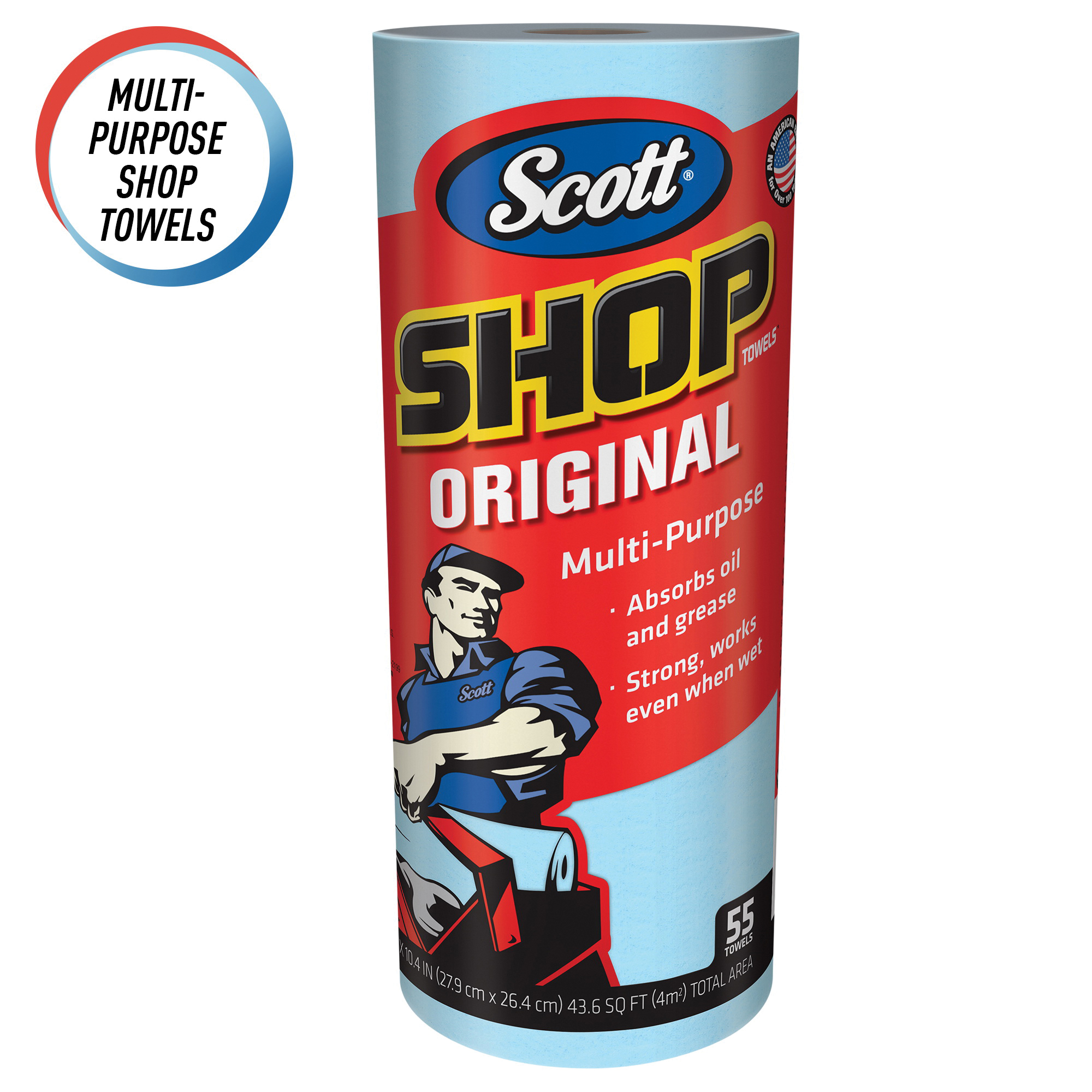 Scott&reg; 75147 Durable Shop Towel, Blue, Roll Package