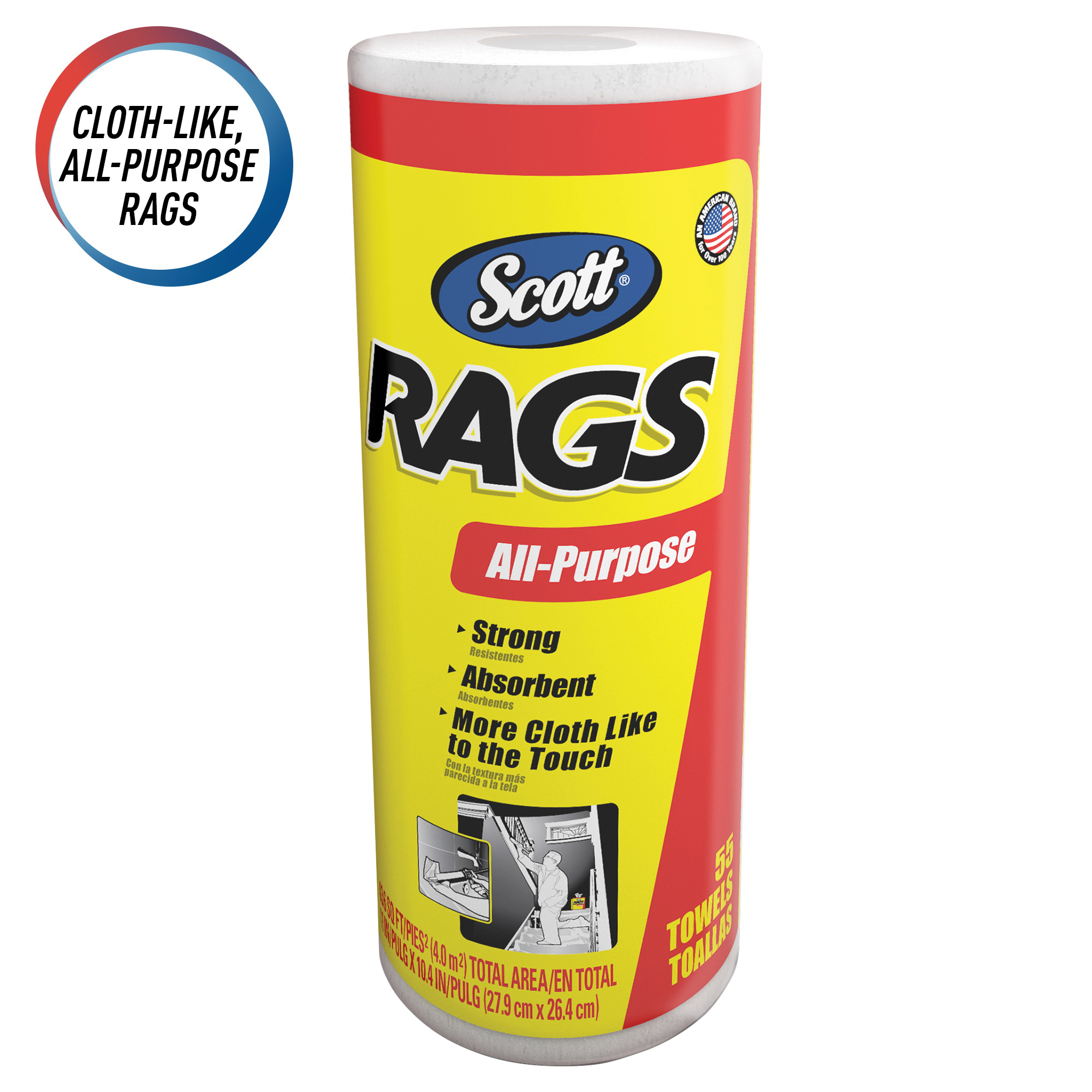 Scott&reg; 75230 1-Ply Multi-Purpose Absorbent Rags, 11 in L x 10.4 in W, White