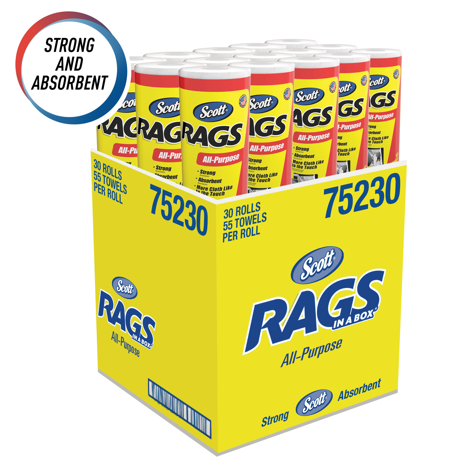 Scott&reg; 75230 1-Ply Multi-Purpose Absorbent Rags, 11 in L x 10.4 in W, White