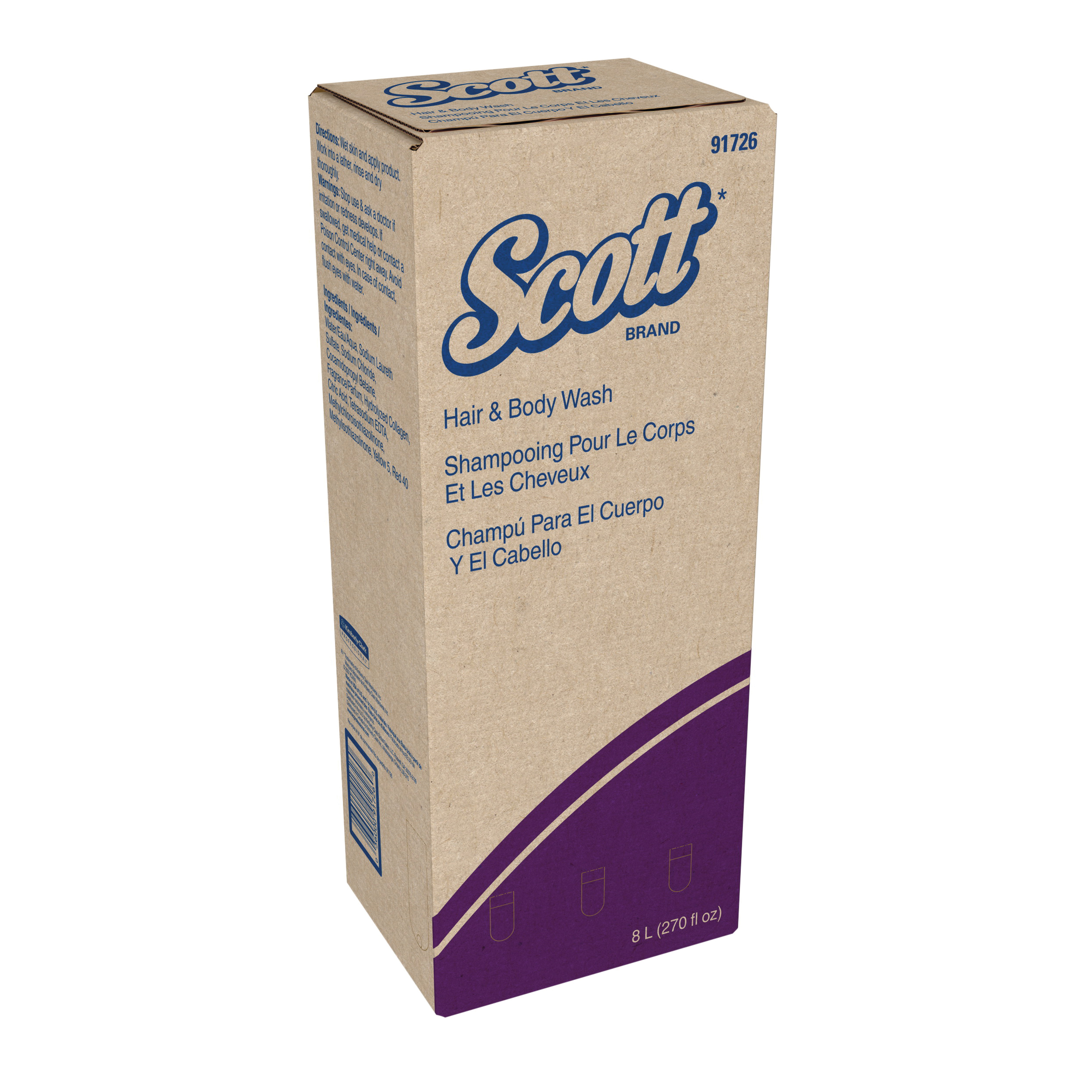 Scott® 91557 Hair and Body Wash, 1 L Nominal, Cassette Package, Gel Form, Citrus Odor/Scent, Yellow