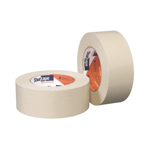 Shurtape&reg; Colonial&reg; 100738 COL 00 Conformable Premium-Grade Masking Tape, 55 m L x 18 mm W, 6.4 mil THK, Rubber Adhesive, Flexible Crepe Paper Backing