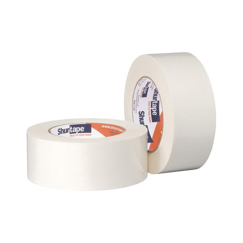 Shurtape&reg; 100765 DF 65 General Purpose Double Coated Tape, 33 m L x 24 mm W, 5 mil THK, Rubber Based Adhesive, Flat Paper Backing, Natural White