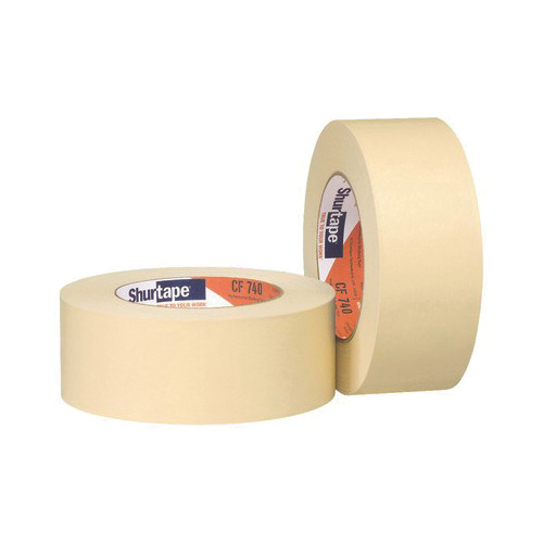 Shurtape&reg; 101589 CF 740 High Performance-Grade High Temperature Masking Tape, 55 m L x 48 mm W, 6.3 mil THK, Rubber Adhesive, Fine Structured Crepe Paper Backing