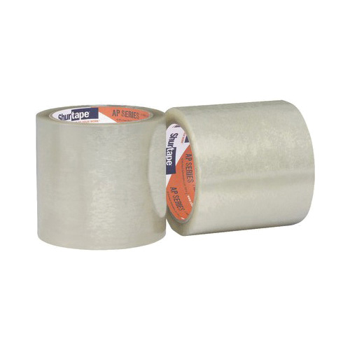 Shurtape&reg; 230969 AP 15 Label Protection Packaging Tape, 66 m L x 144 mm W, 1.6 mil THK, Emulsion Acrylic Adhesive, Biaxially Oriented Polypropylene Cast Film Backing, Clear