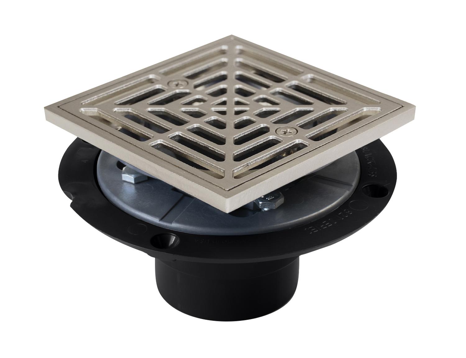 Sioux Chief 821-200AKQ 821 Deluxe Shower Pan Drain, 2 in Nominal, Solvent Weld Connection, Stainless Steel Grid, ABS Drain