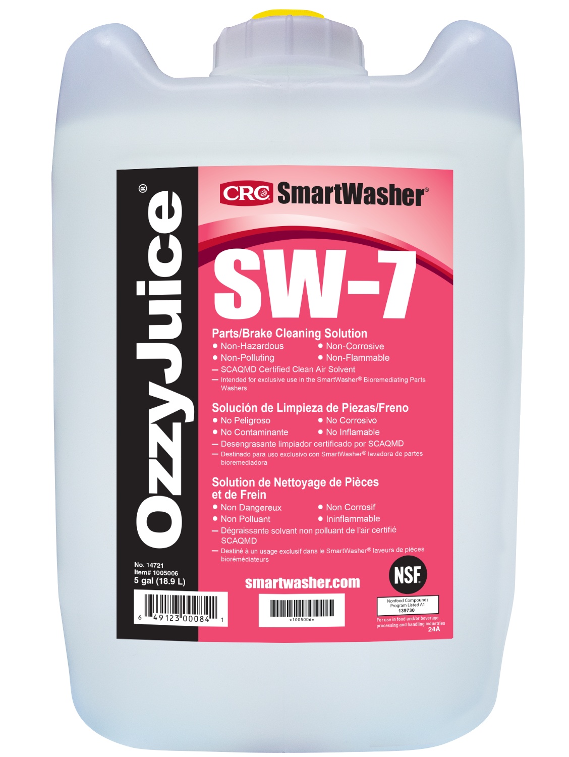 CRC&reg; 05067 Combustible Parts Washer Solvent, 5 gal Pail, Liquid, Clear, 205 deg F Flash