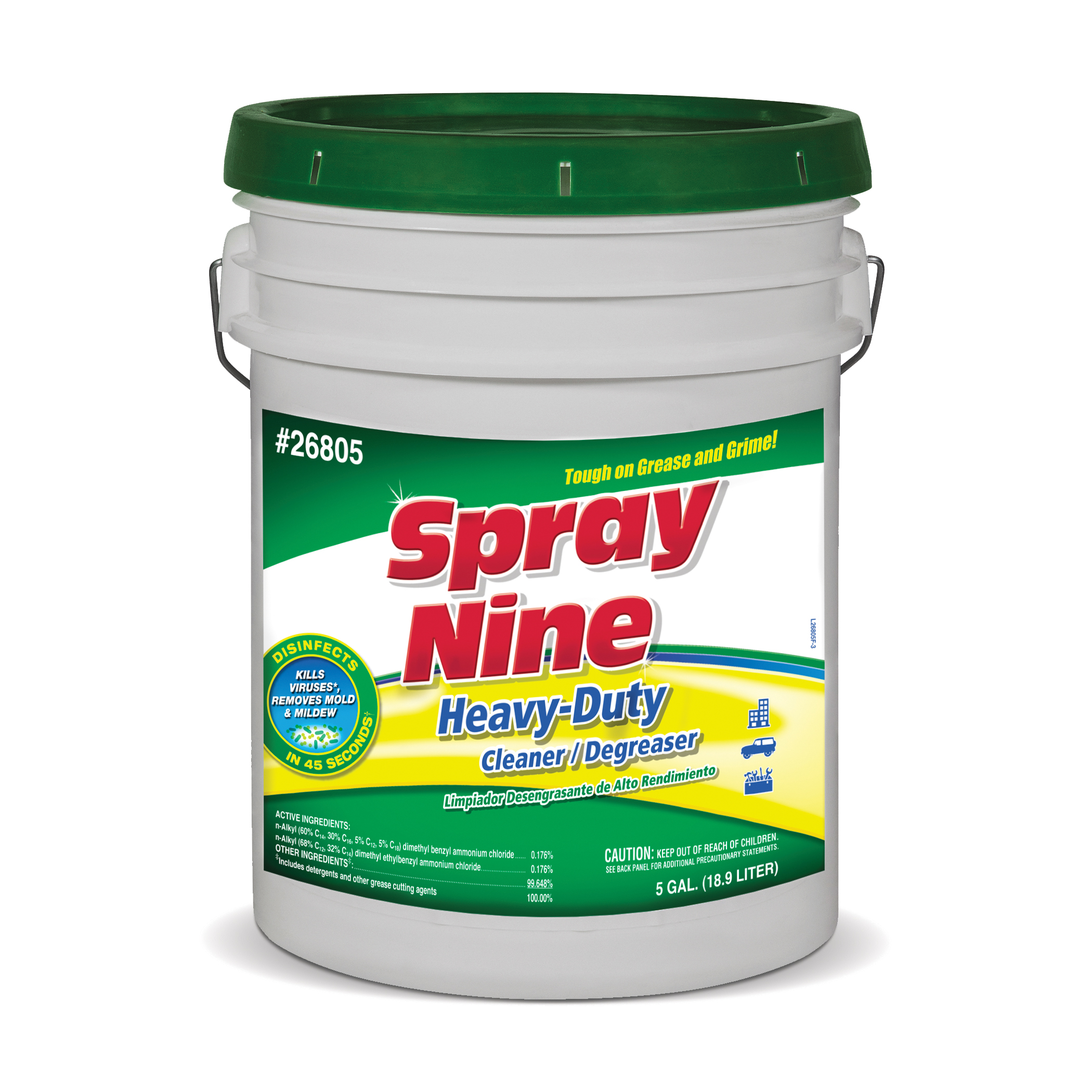 Spray Nine&reg; 26801 MP Series Multi-Purpose Cleaner and Disinfectant, 1 gal Spray Bottle, Citrus Odor/Scent, Clear, Liquid Form