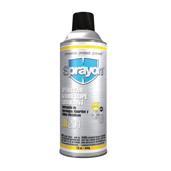 Sprayon&reg; S00201000 LU&trade;201 Extreme Pressure Open Gear and Wire Rope Lubricant, 16 oz Aerosol Can, Liquid/Viscous Form, Black, 0.74