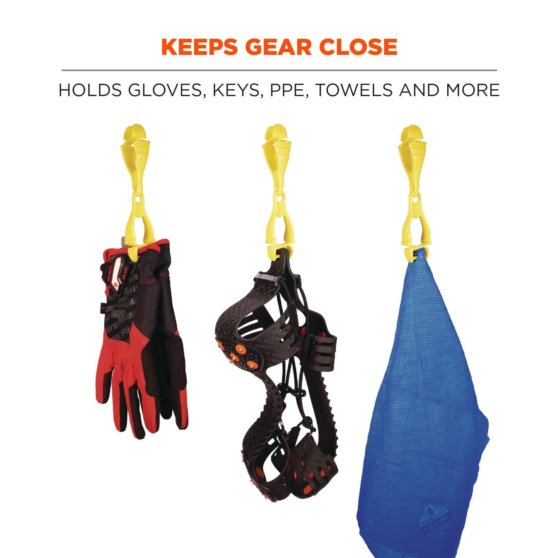 Squids&reg; 19719-BULK 3400-BULK Dual Clip Glove Holder, Acetal Copolymer/Thermoplastic Polyurethane, Lime