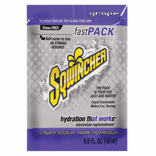 Sqwincher® 015301-CH Fast Pack® Sports Drink Mix, 0.6 oz Pack, 6 oz Yield, Liquid Form, Cherry