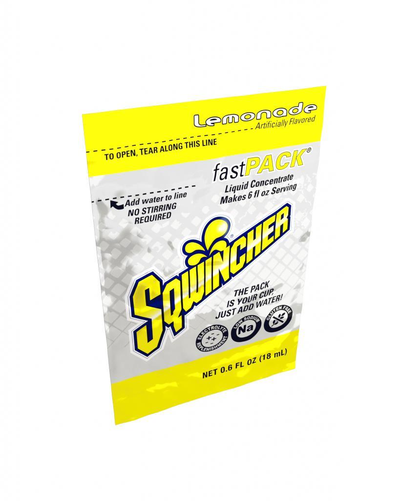 Fast Pack&reg; 159015303 FAST PACK&reg; Concentrate Hydration Single Serve Sports Drink Mix, 0.6 fl-oz Pack, 6 fl-oz Yield, Liquid Form, Lemonade