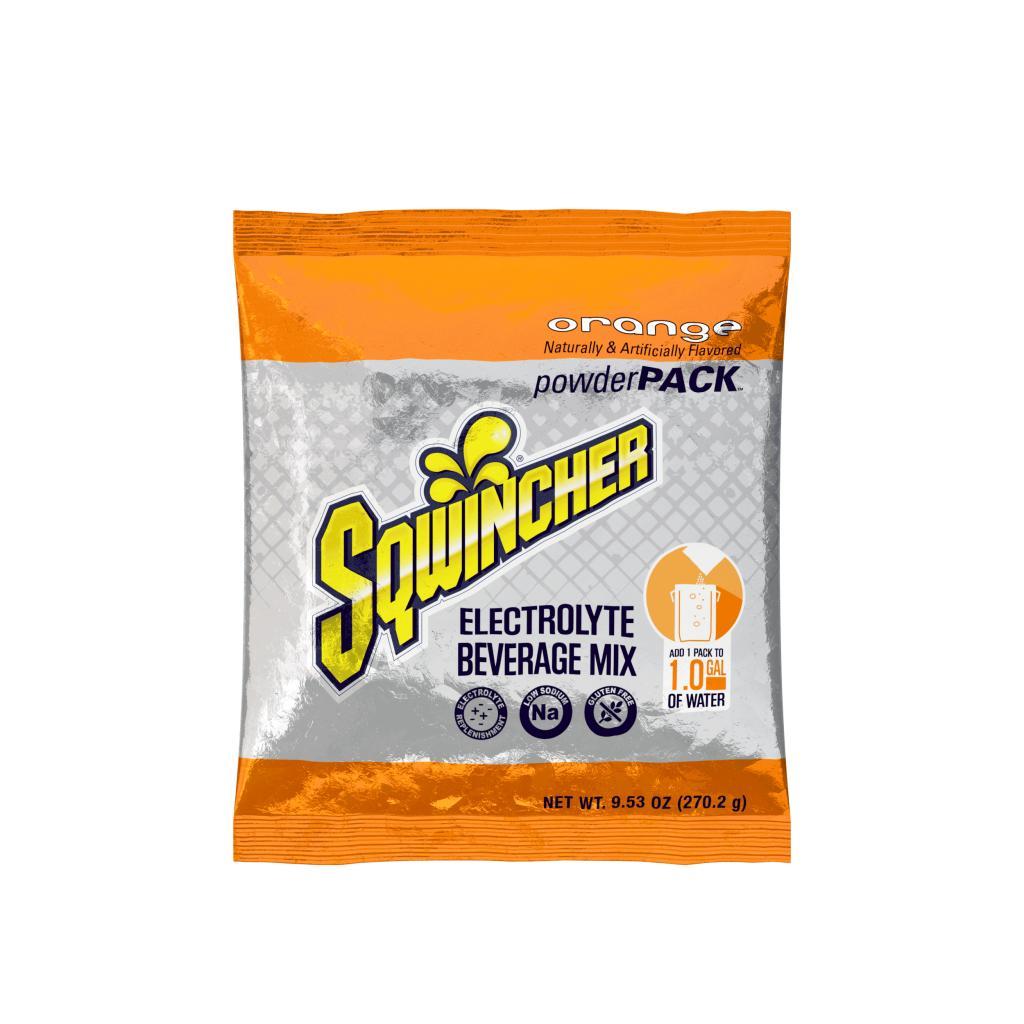 Sqwincher&reg; 159016004 PowderPack&trade; Concentrate Hydration Sports Drink Mix, 9.53 oz Pack, 1 gal Yield, Powder Form, Orange