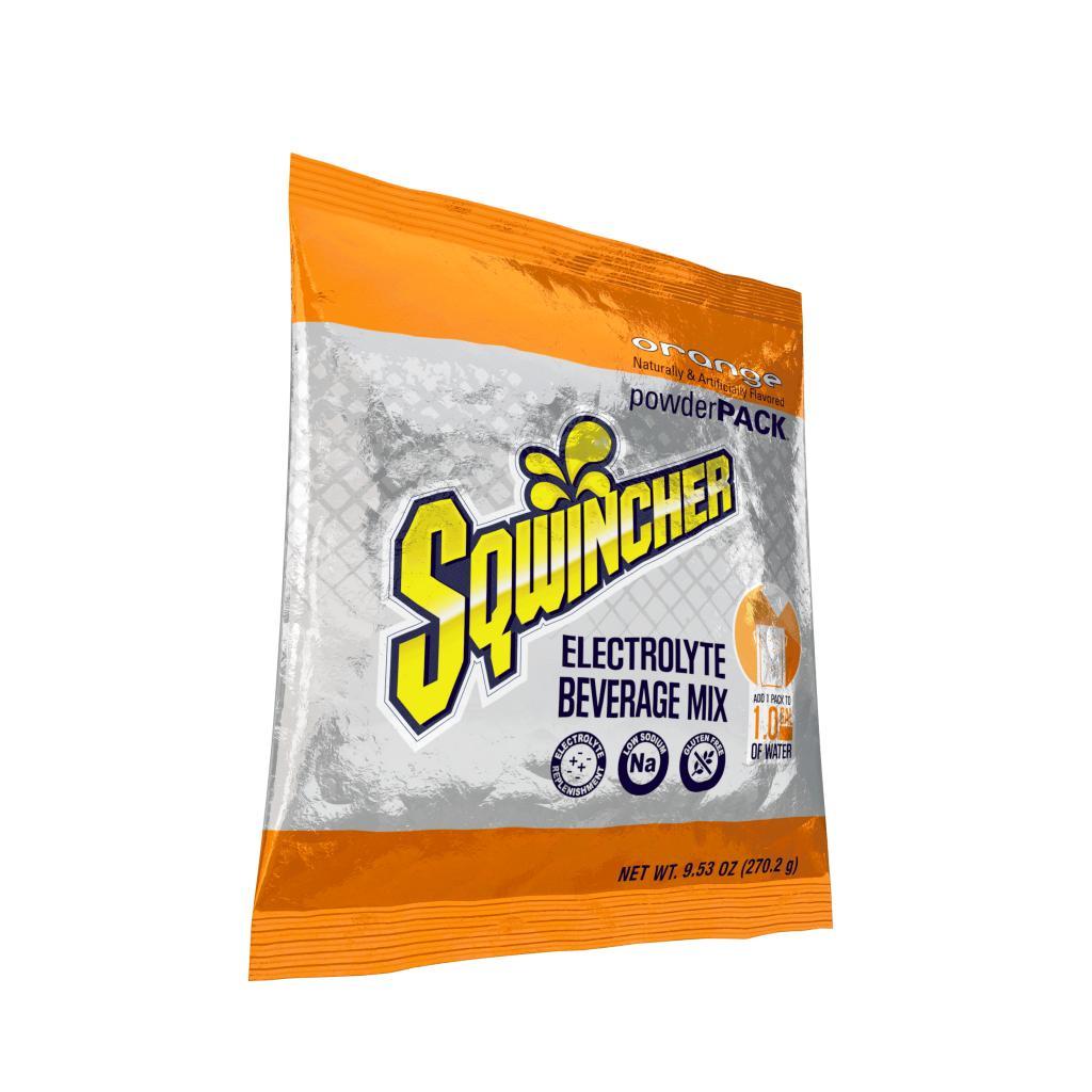 Sqwincher&reg; 159016004 PowderPack&trade; Concentrate Hydration Sports Drink Mix, 9.53 oz Pack, 1 gal Yield, Powder Form, Orange